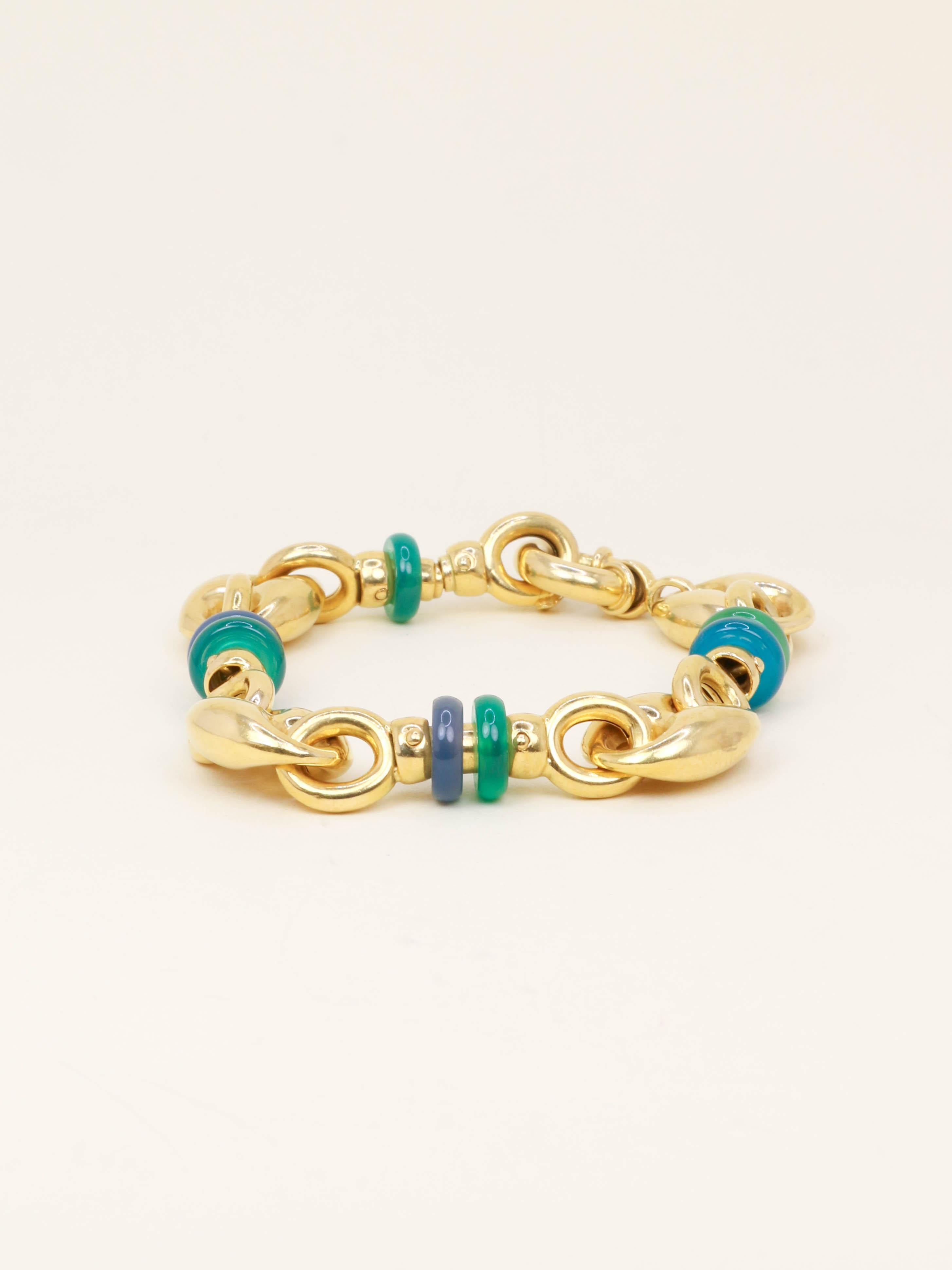 Bracelet maille grain de café or jaune agate