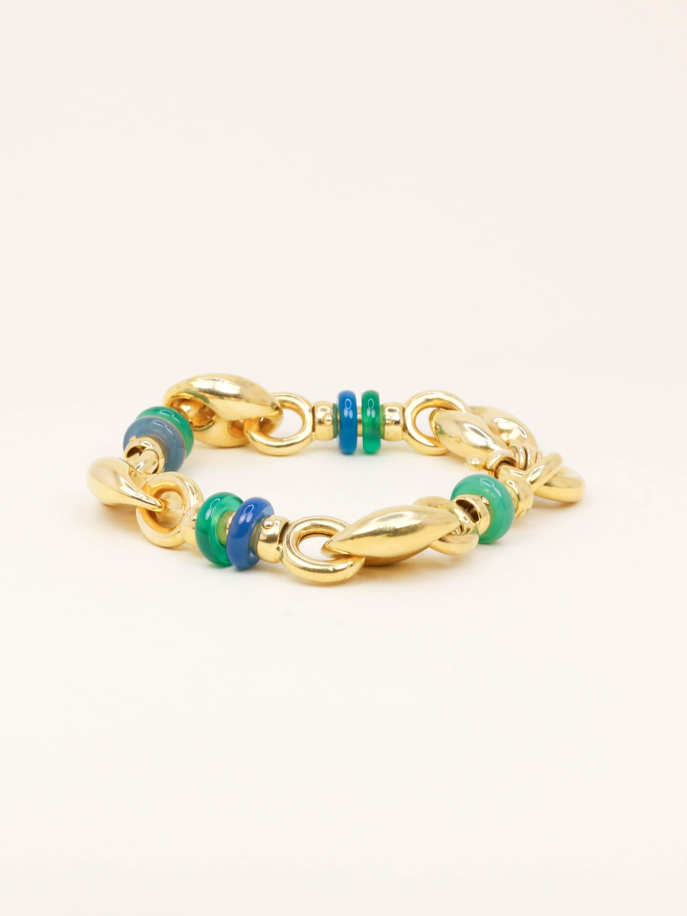 Bracelet maille grain de café or jaune agate