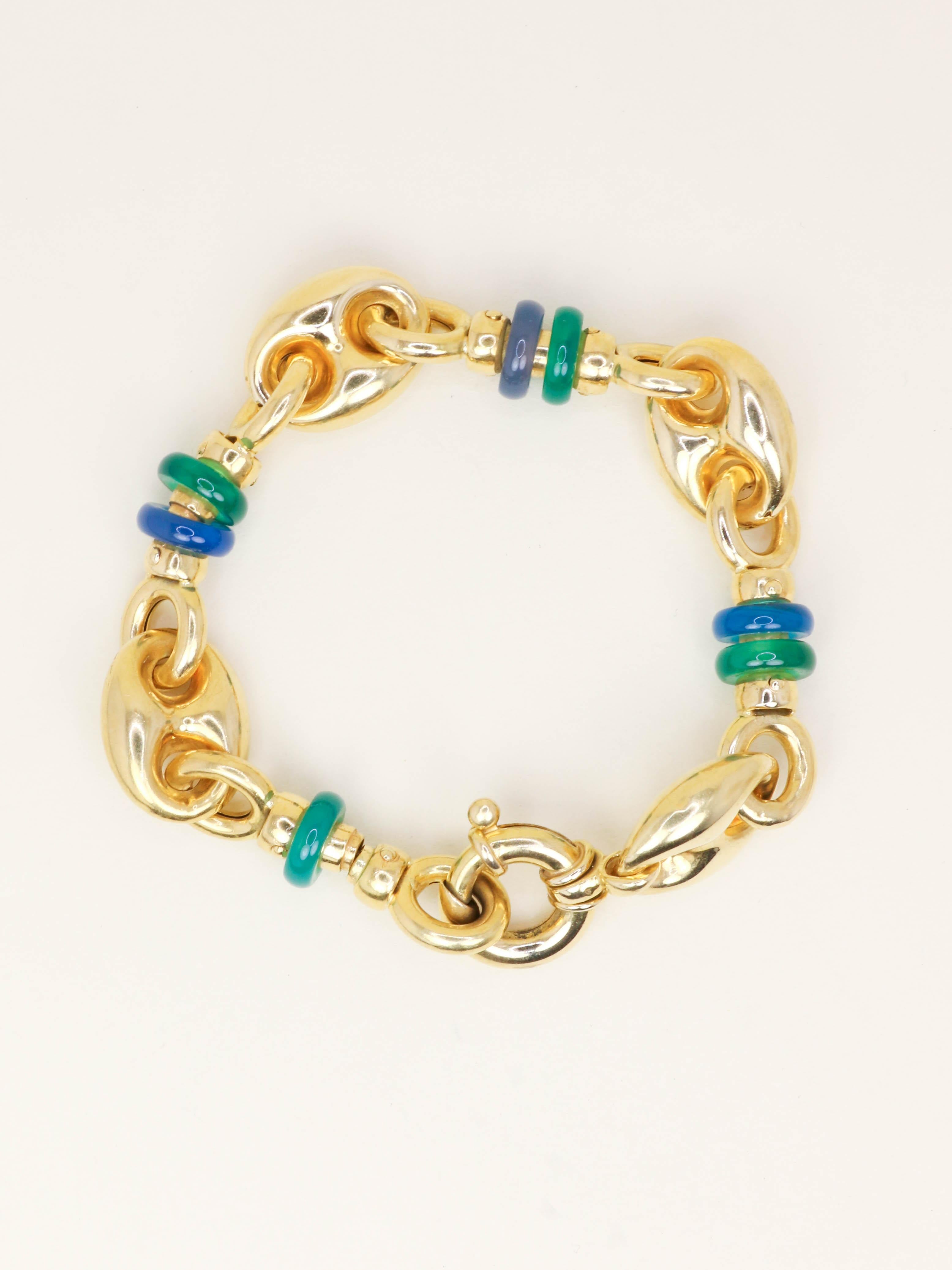 Bracelet maille grain de café or jaune agate