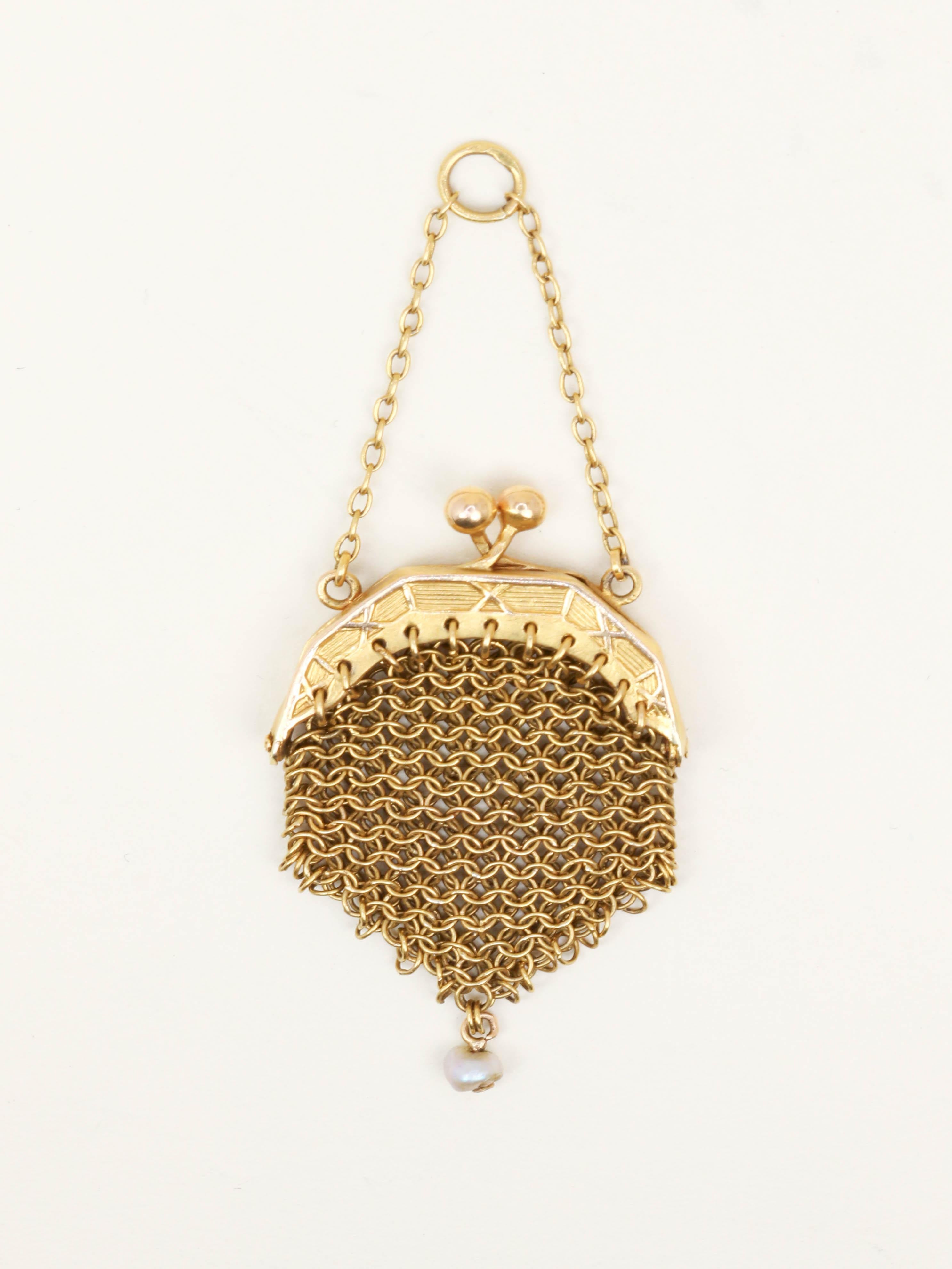 Pendentif bourse a Louis or jaune perle