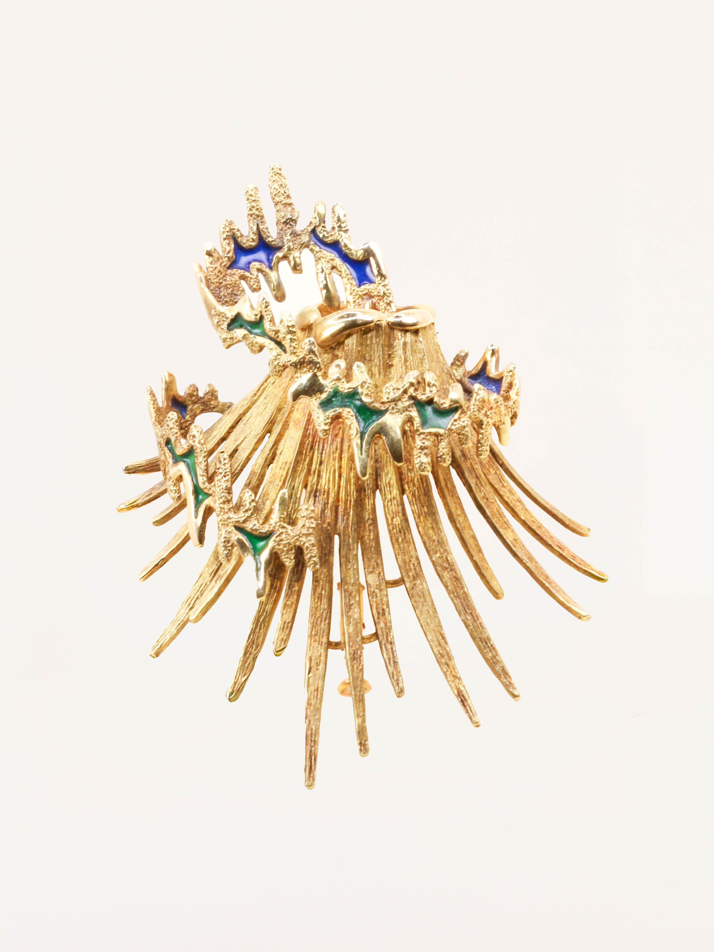 BECKER & BRASIER Broche volcan or jaune email