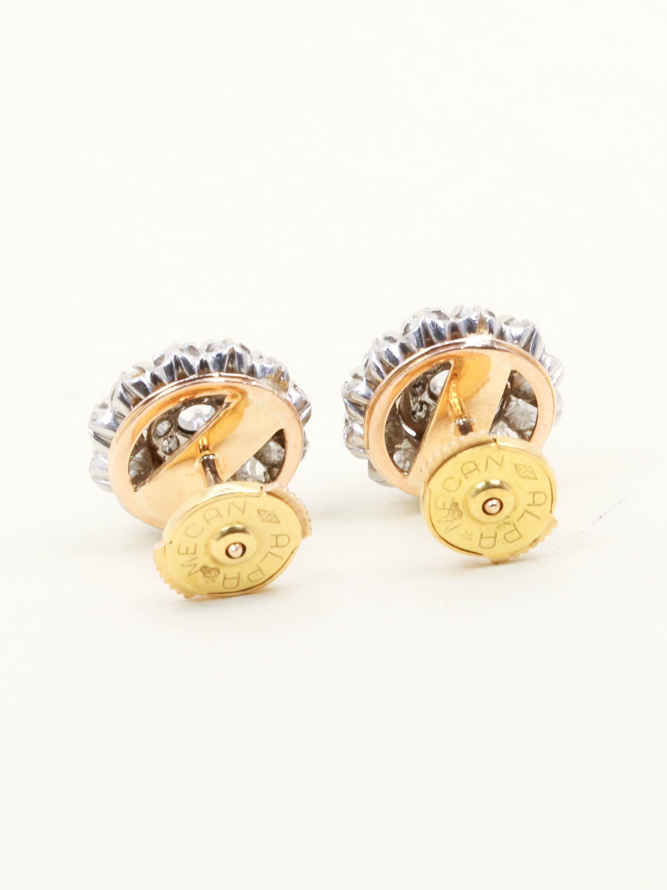 Boucles d'oreilles marguerite diamants taille ancienne