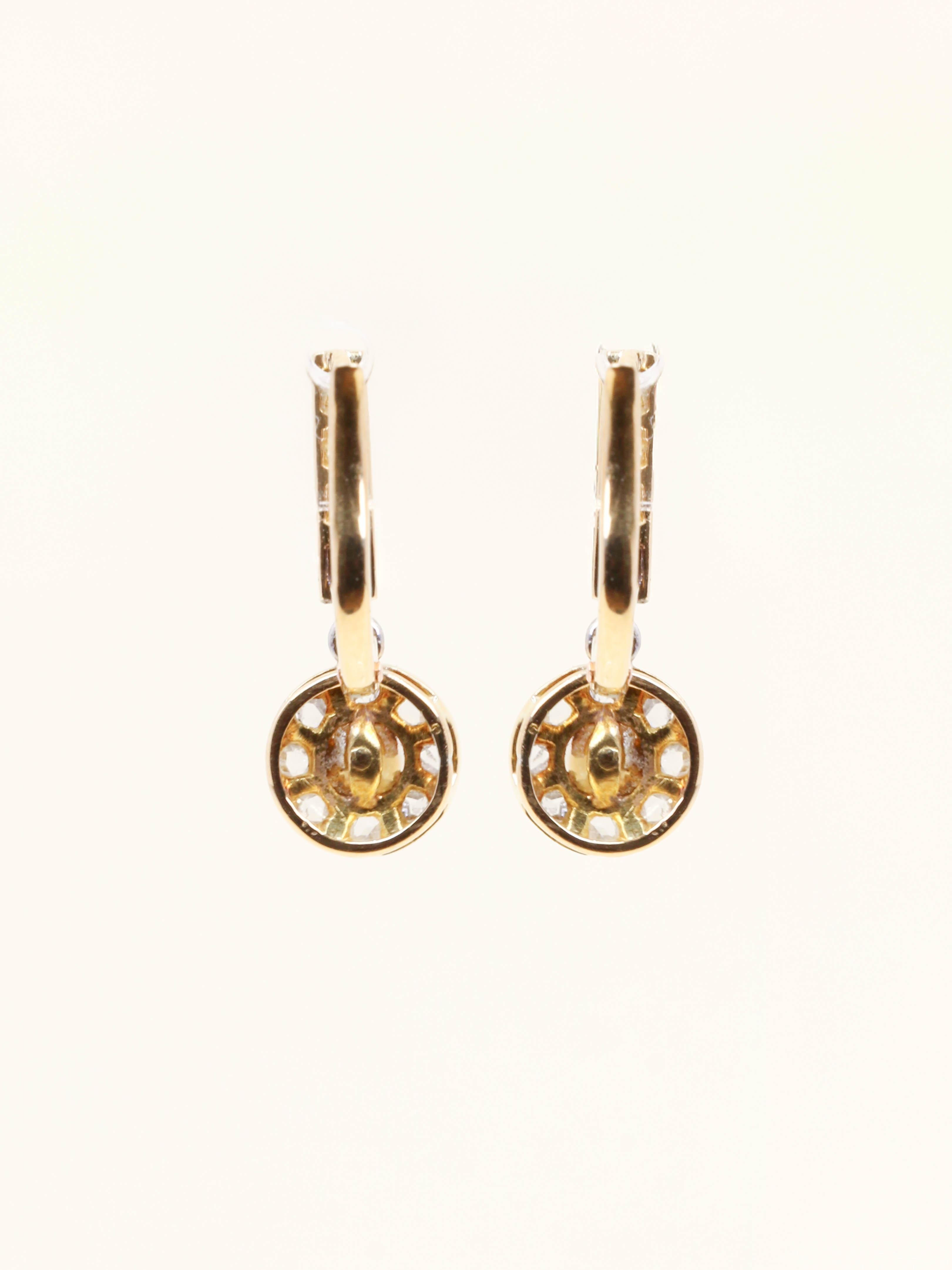 Boucles d'oreilles dormeuses anciennes diamants perles