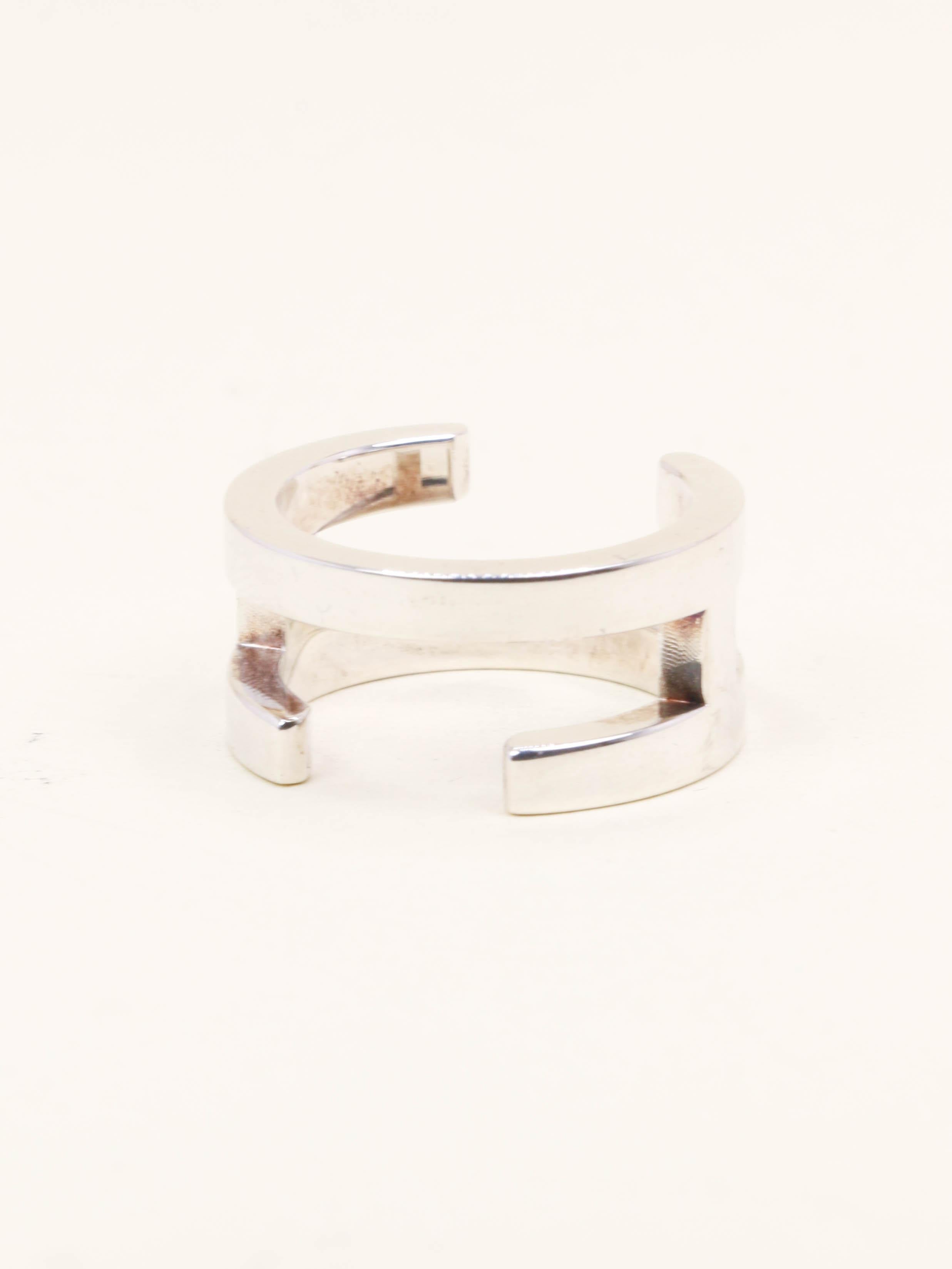 HERMES Bague H argent