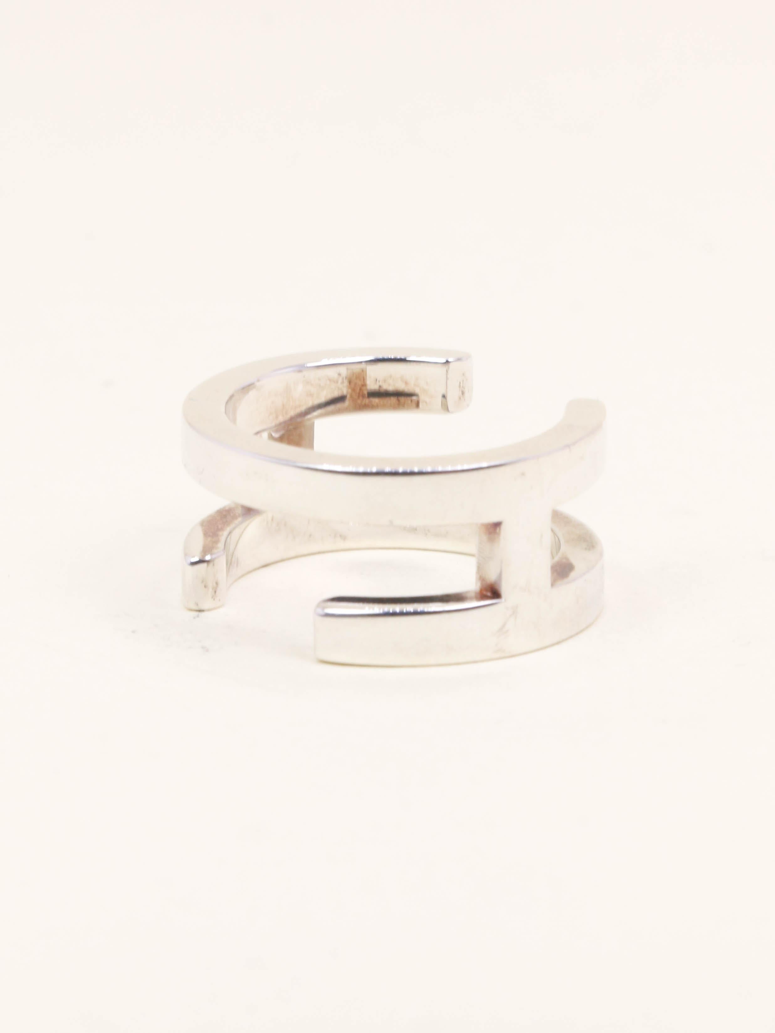 HERMES Bague H argent