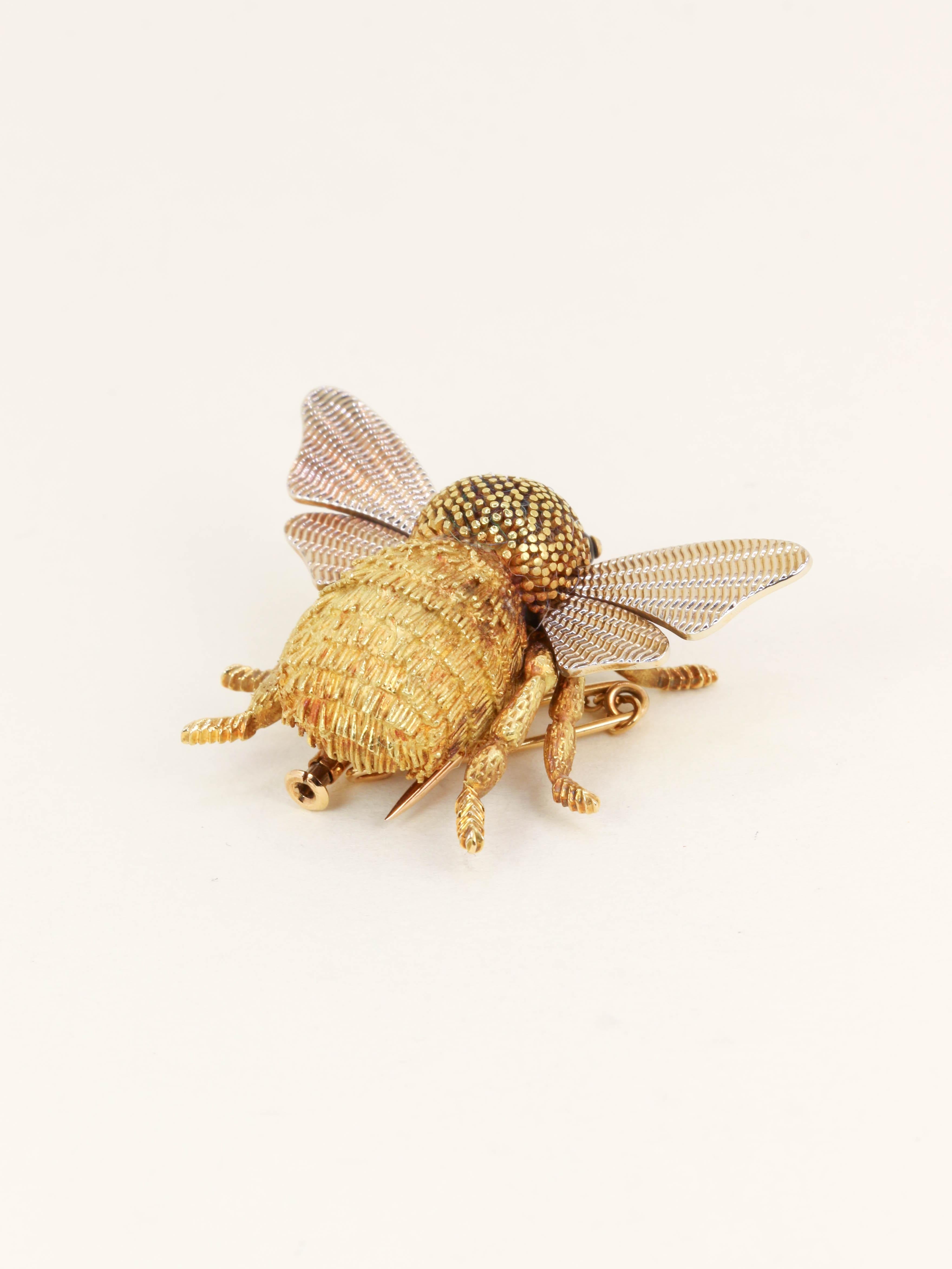 HERMES x GEORGES LENFANT Broche bourdon or jaune onyx