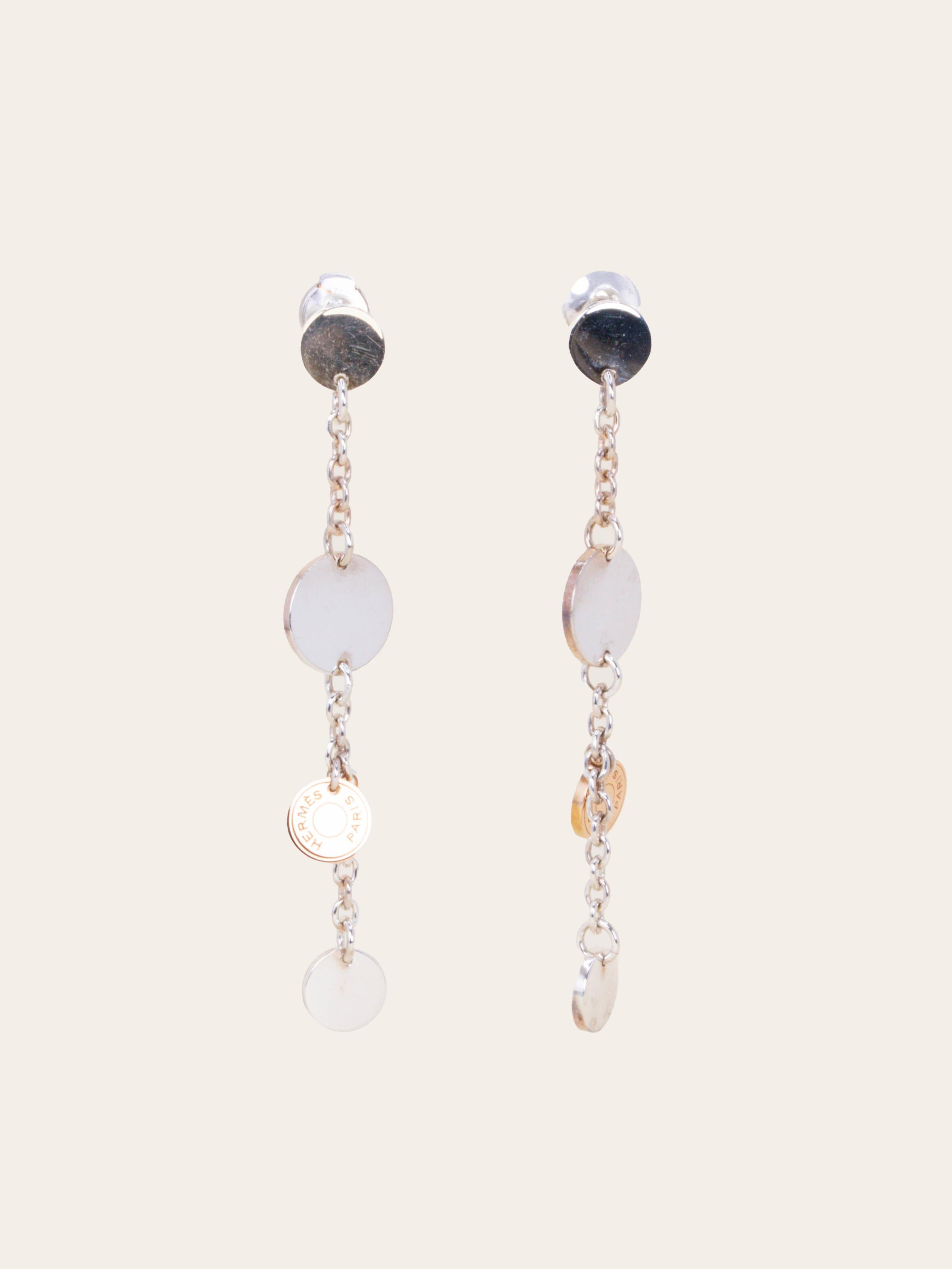 HERMES Boucles d'oreilles Confettis argent or rose