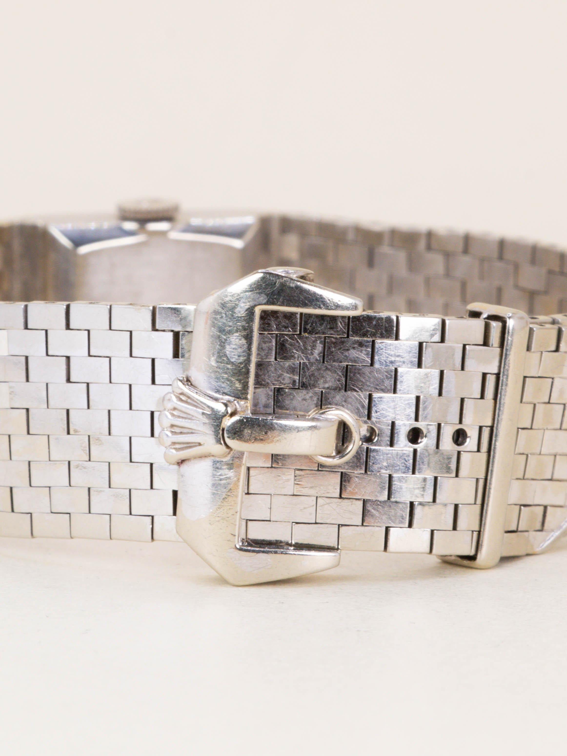 Montre ROLEX vintage Precision 8209 Bracelet ceinture or blanc