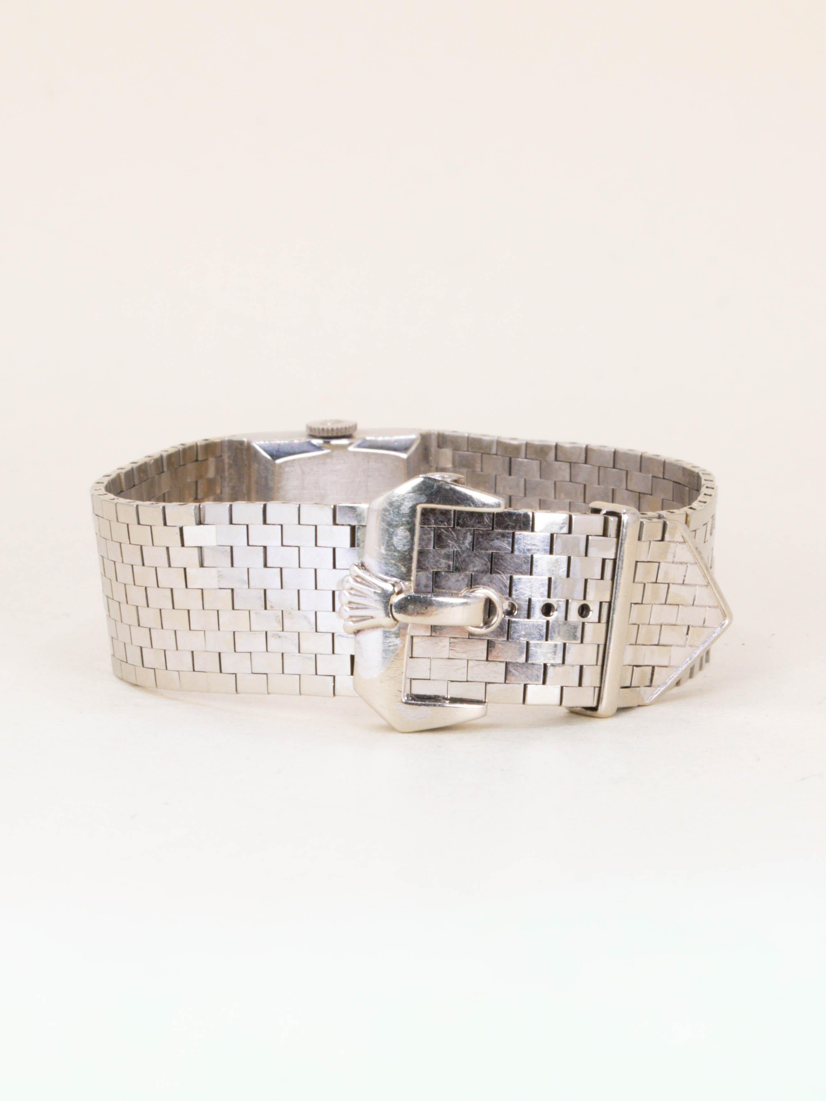 Montre ROLEX vintage Precision 8209 Bracelet ceinture or blanc