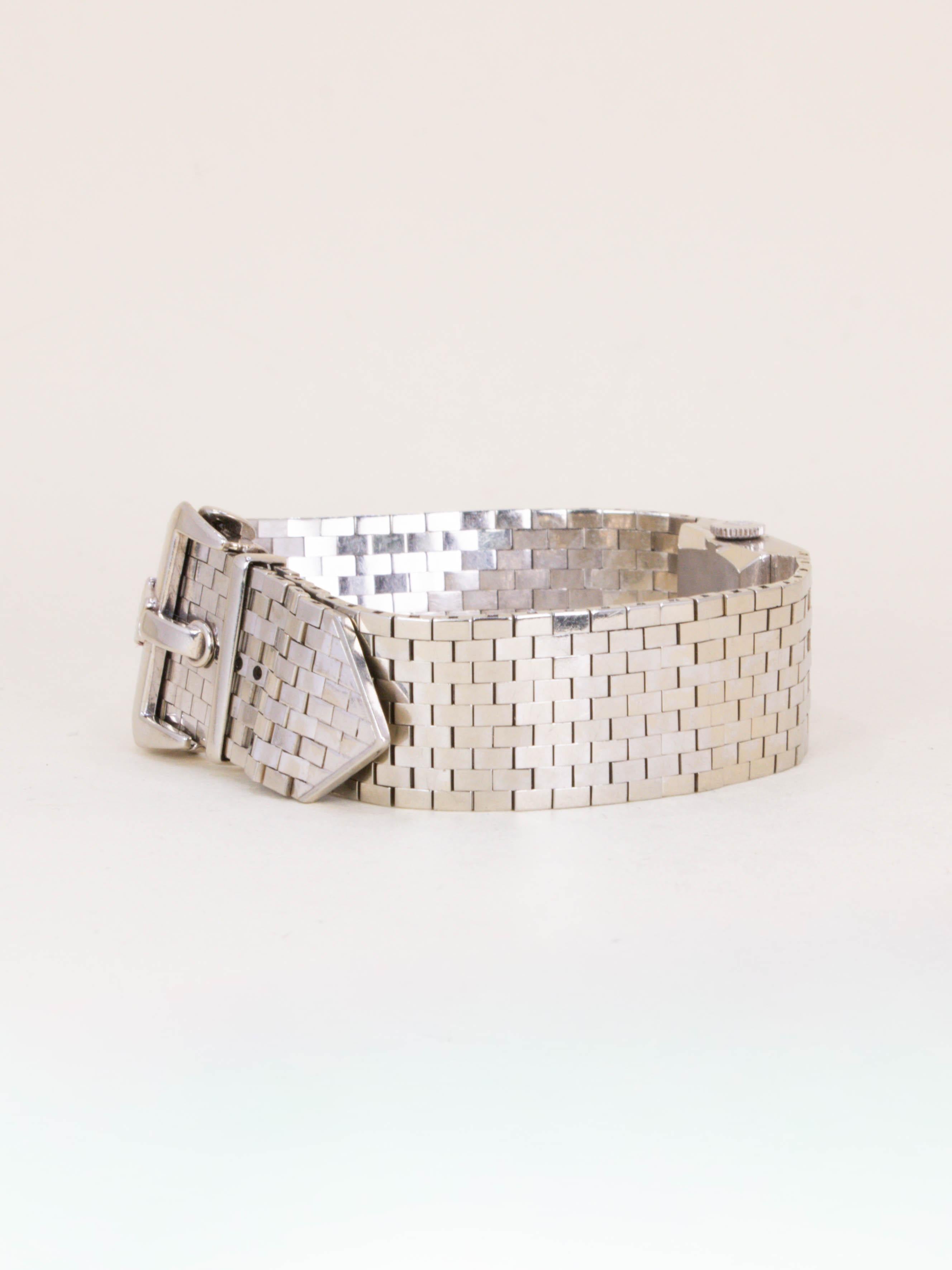 Montre ROLEX vintage Precision 8209 Bracelet ceinture or blanc