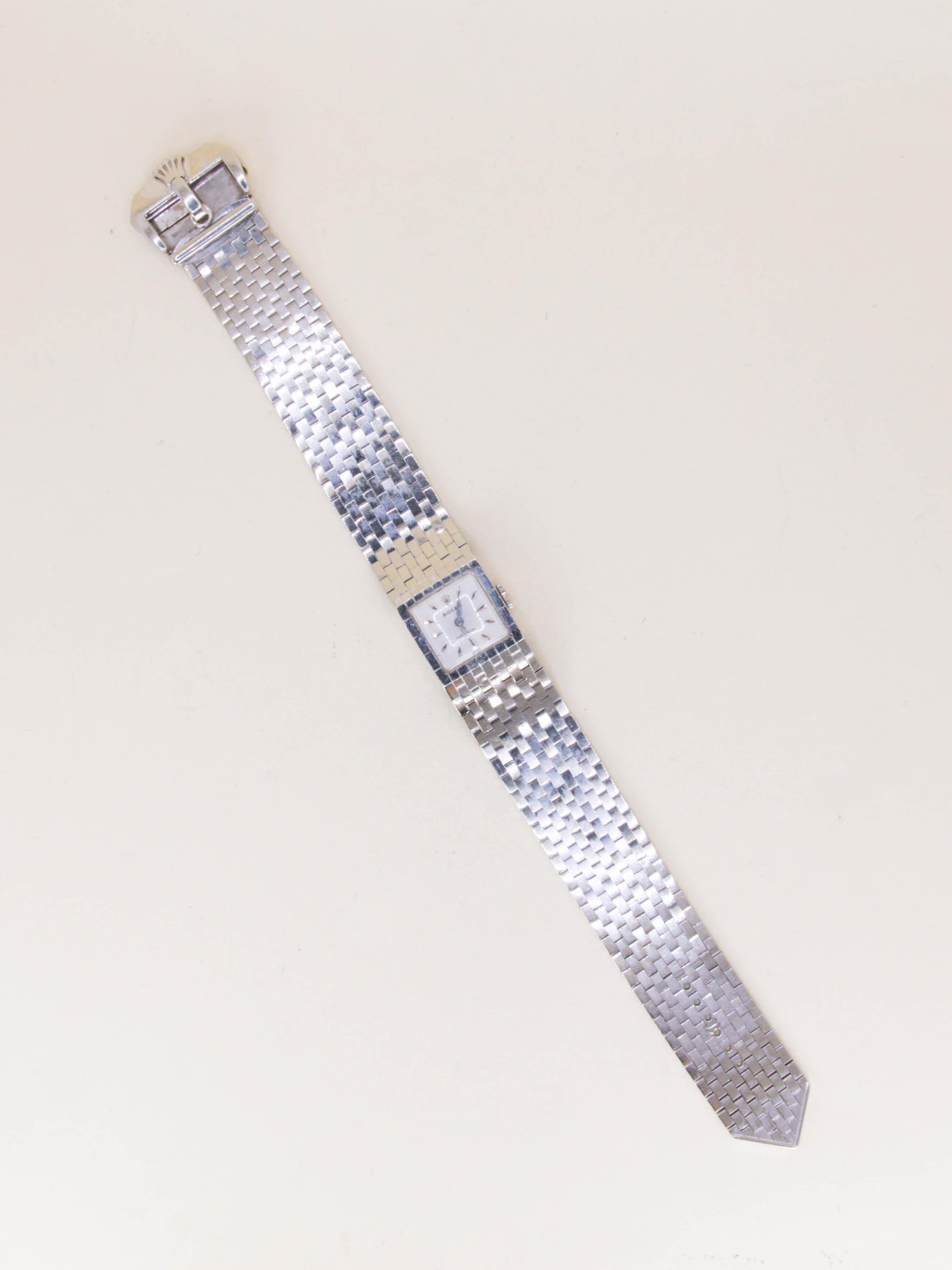 Montre ROLEX vintage Precision 8209 Bracelet ceinture or blanc