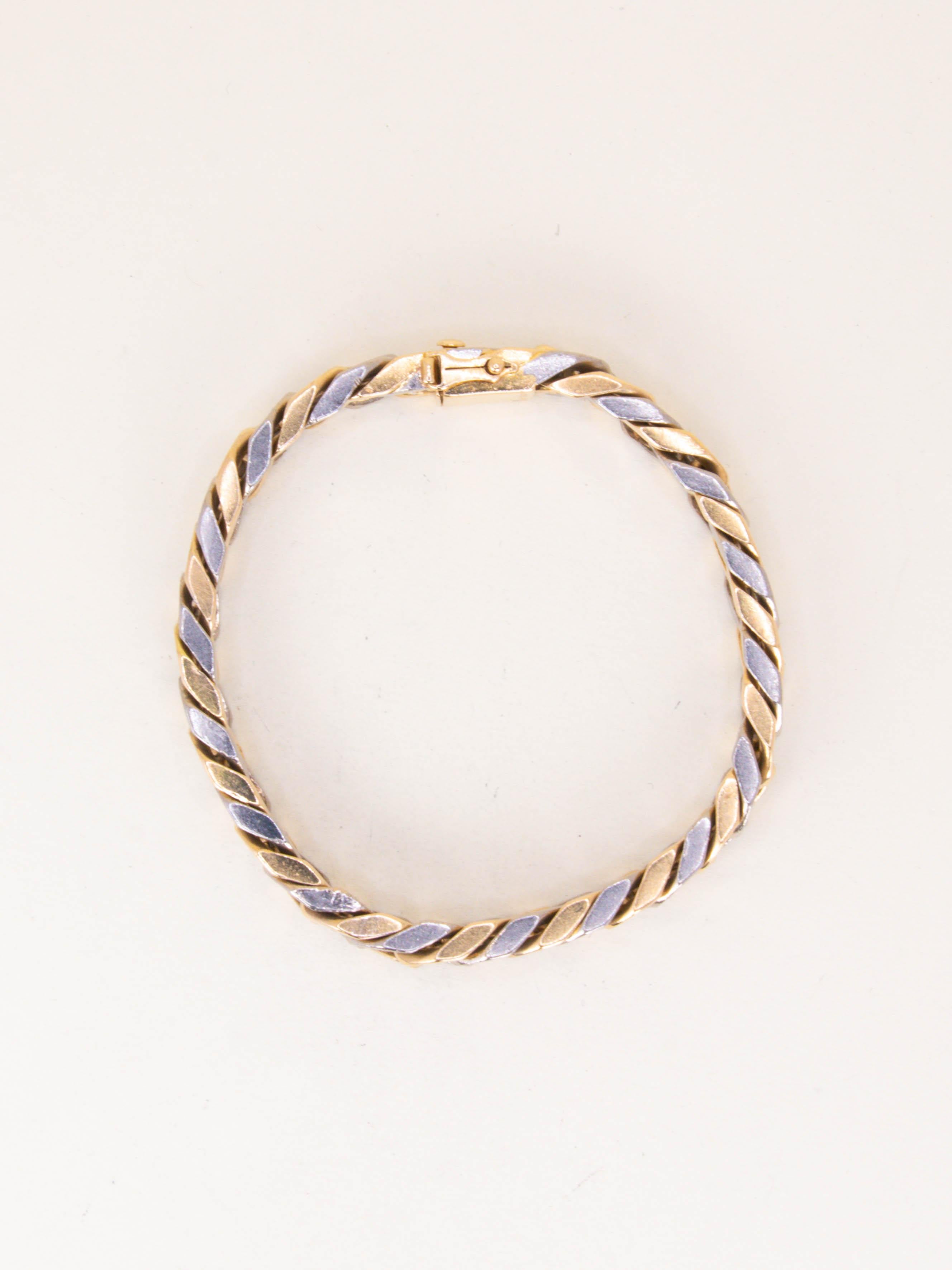 HERMES Bracelet vintage gourmette or jaune or blanc