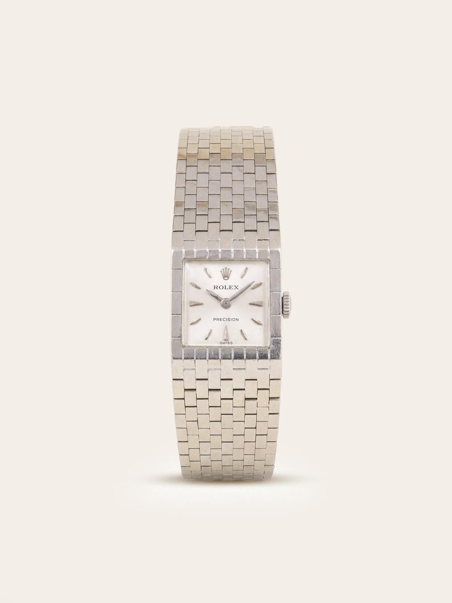 Montre ROLEX vintage Precision 8209 Bracelet ceinture or blanc