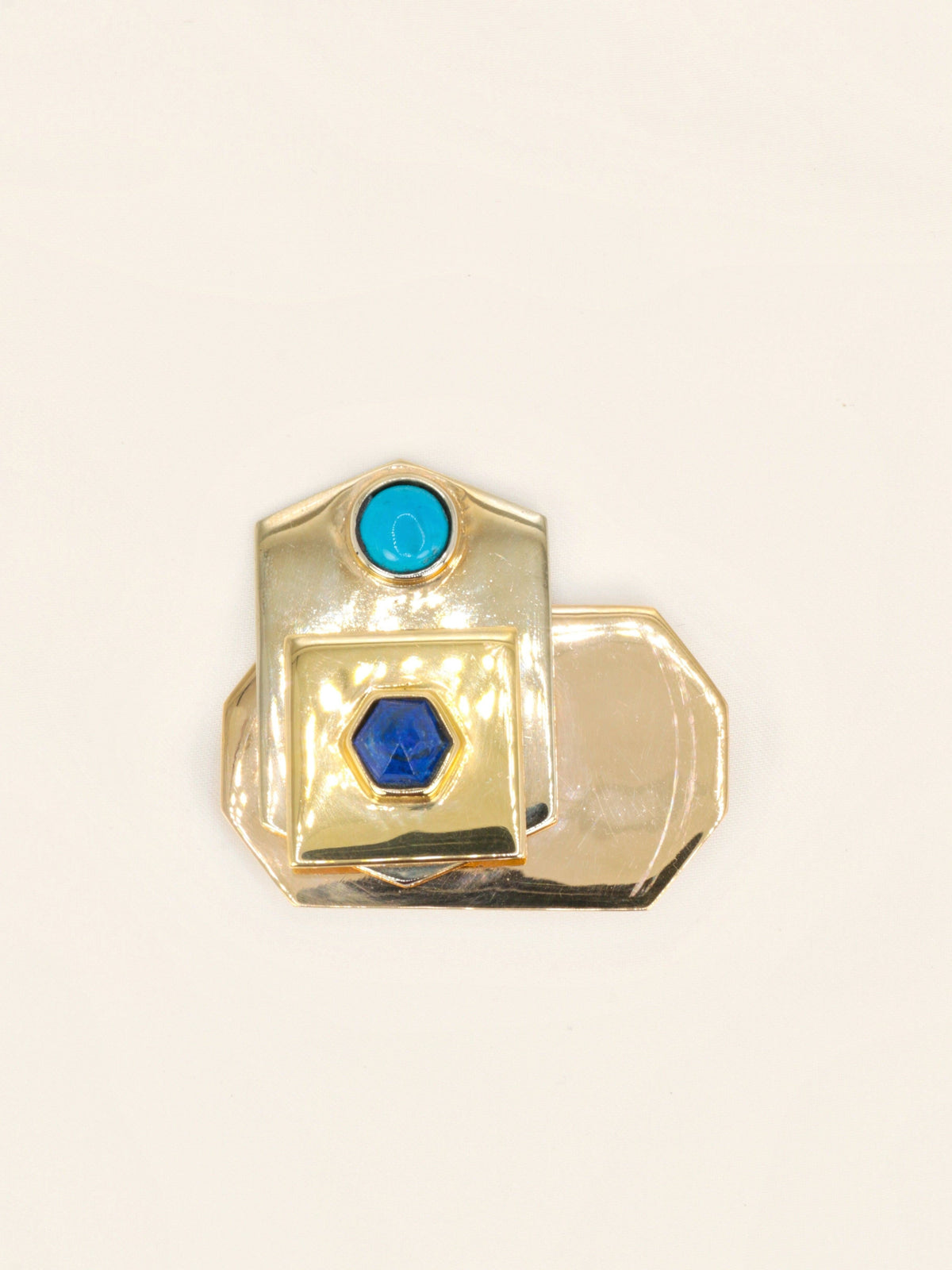 PIERO DORAZIO Broche Artcurial or jaune lapis-lazuli turquoise