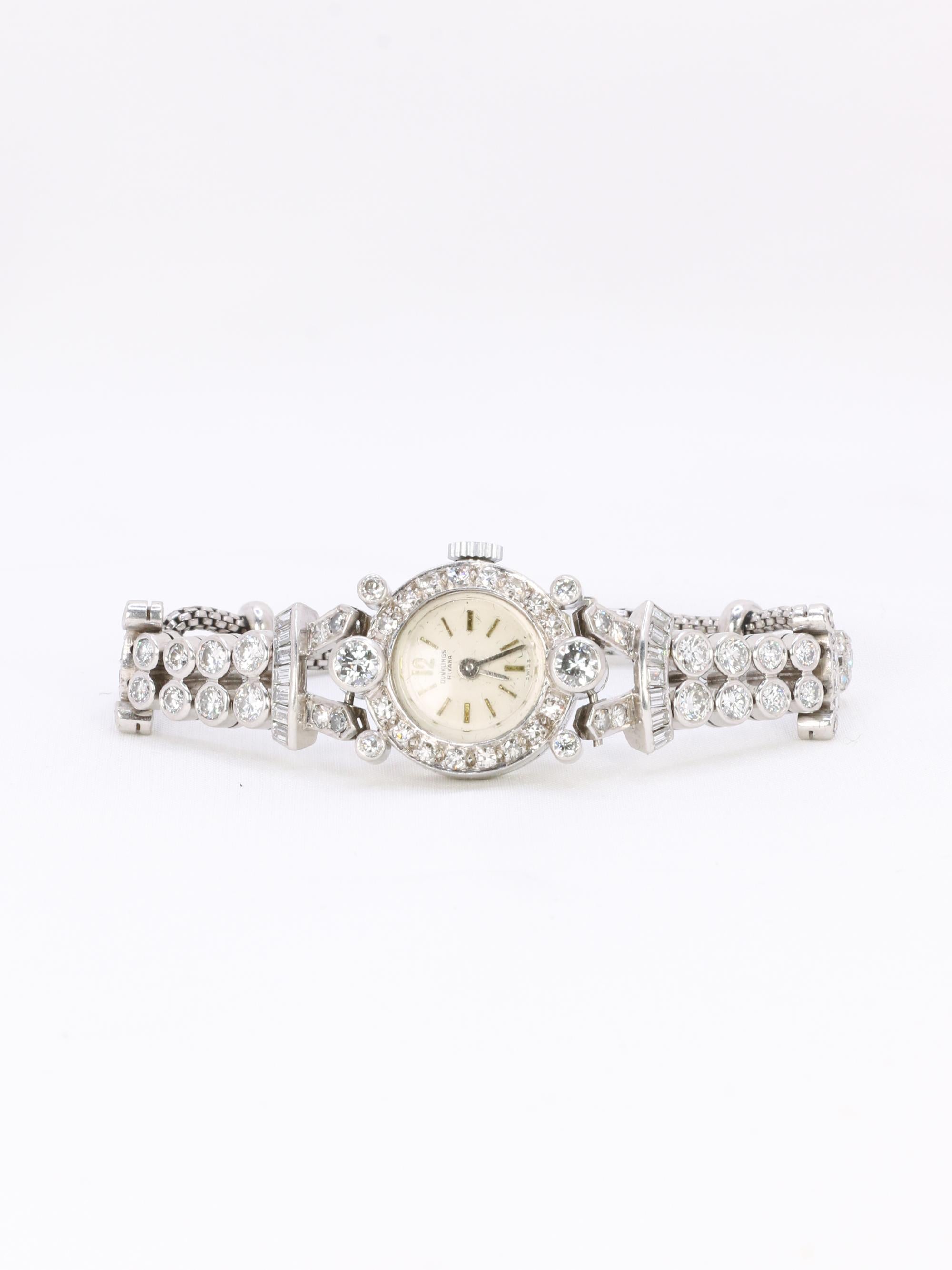 Montre Art Deco or blanc platine diamants