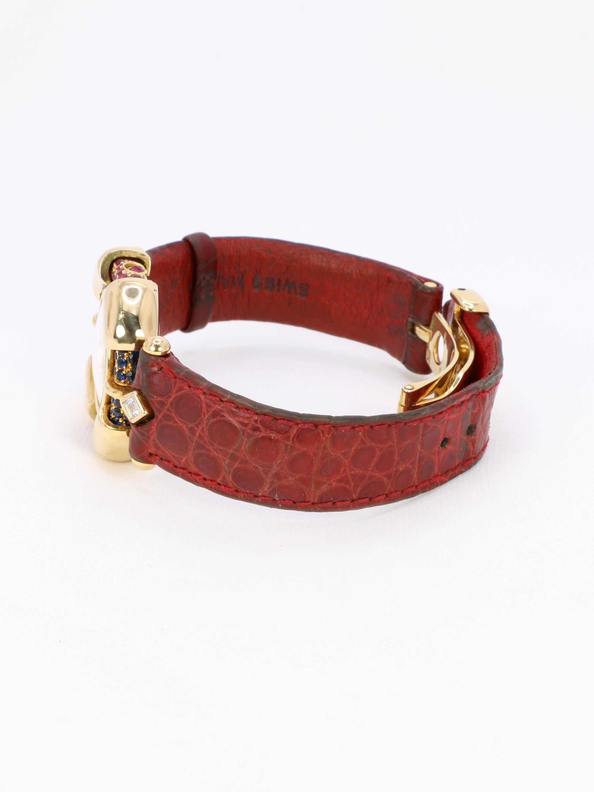 RENE BOIVIN Montre Chrysalide or jaune rubis saphirs diamants