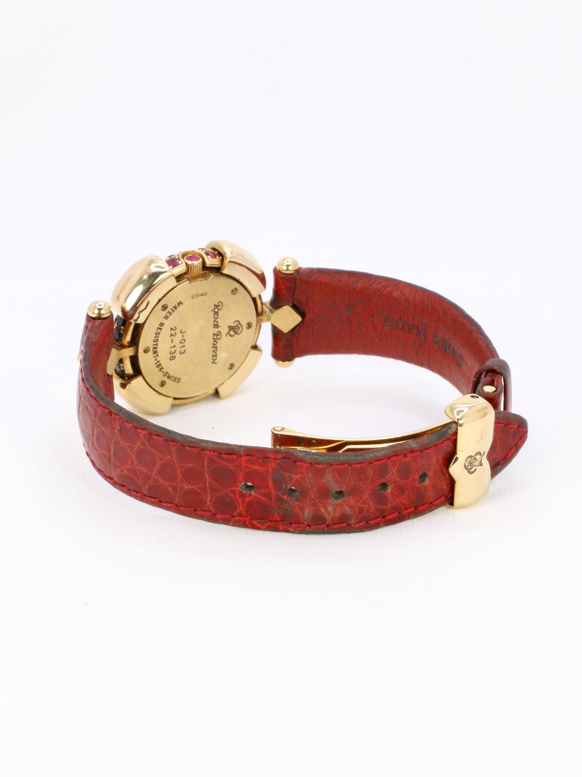 RENE BOIVIN Montre Chrysalide or jaune rubis saphirs diamants