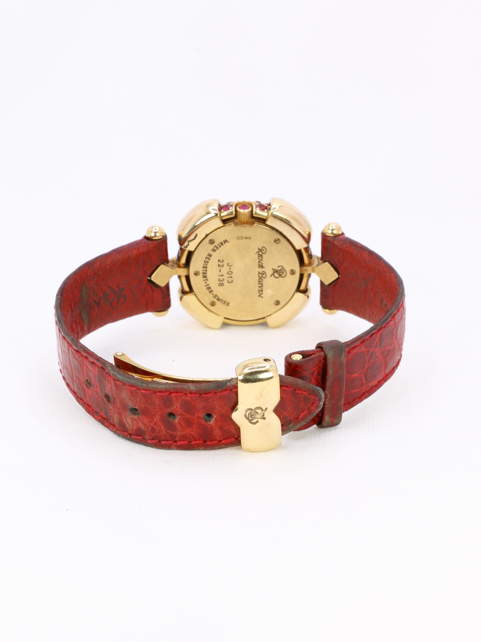 RENE BOIVIN Montre Chrysalide or jaune rubis saphirs diamants
