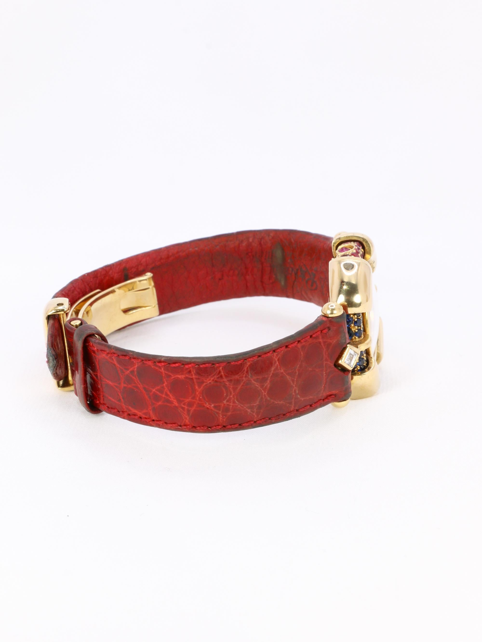 RENE BOIVIN Montre Chrysalide or jaune rubis saphirs diamants