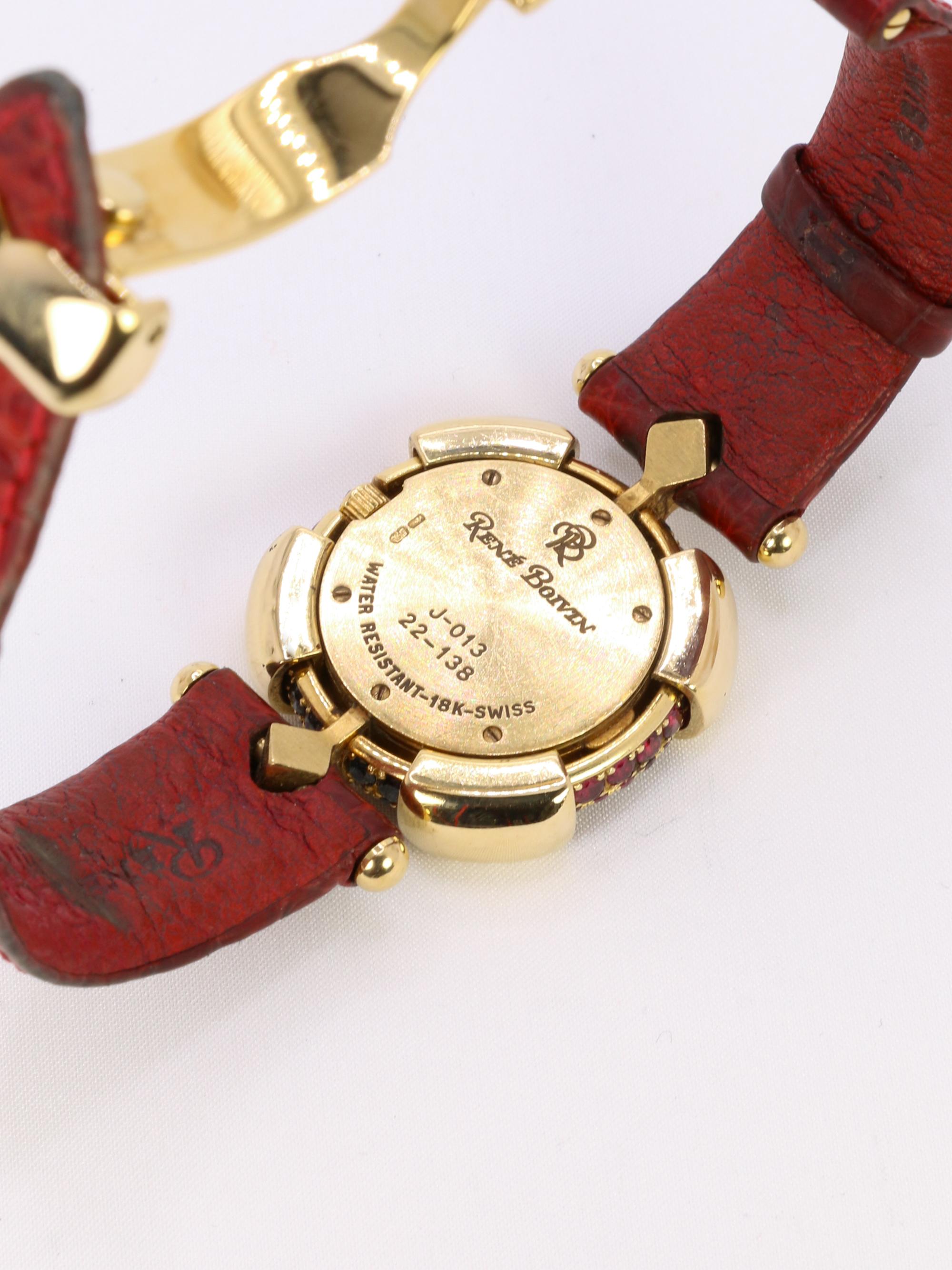 RENE BOIVIN Montre Chrysalide or jaune rubis saphirs diamants