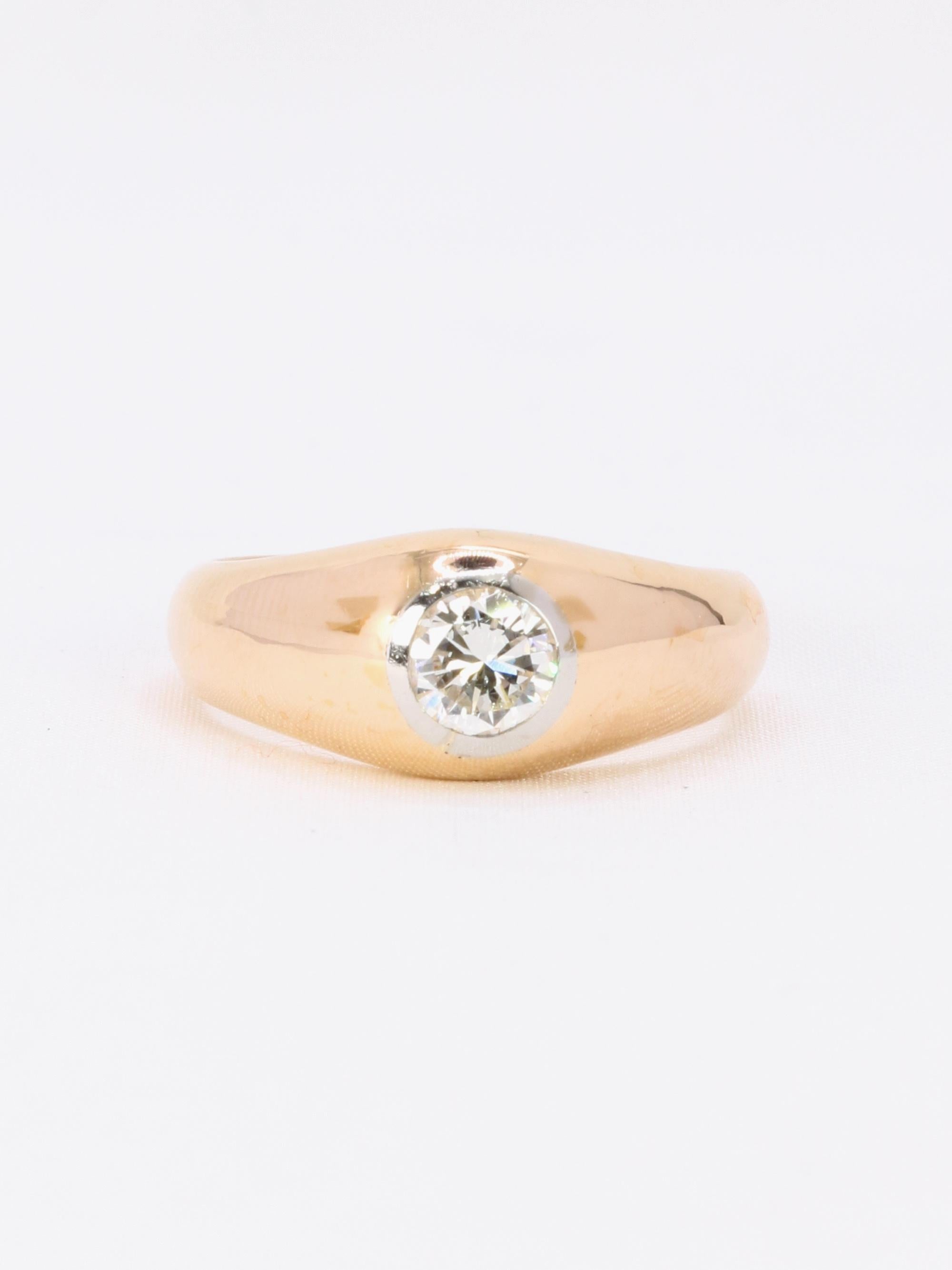 Bague jonc vintage or jaune diamant