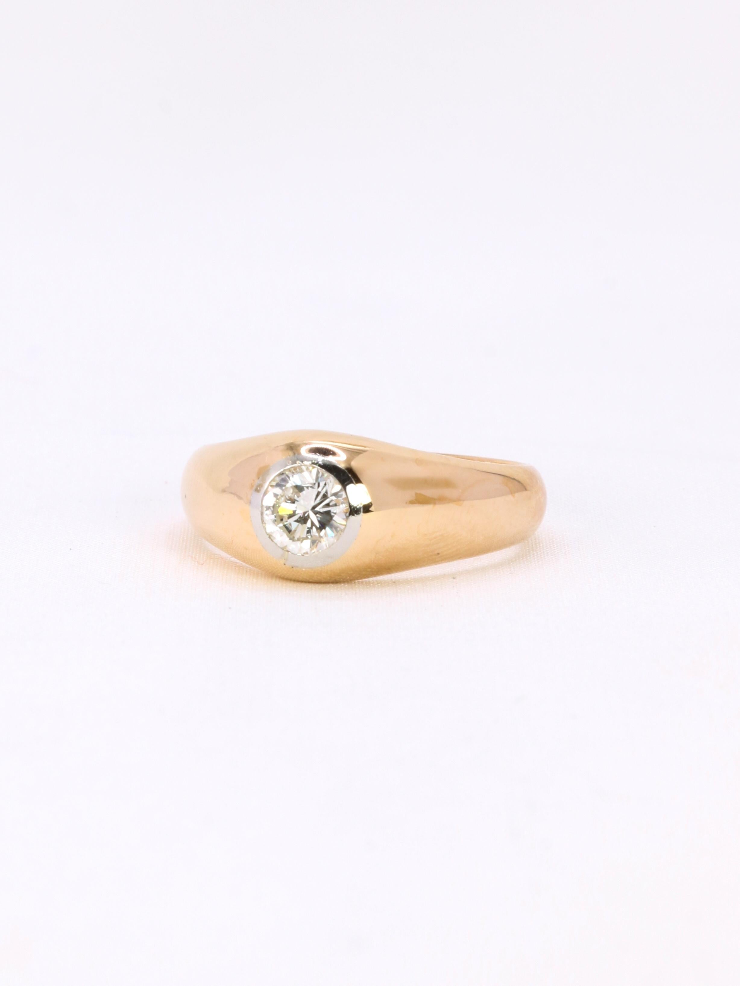 Bague jonc vintage or jaune diamant