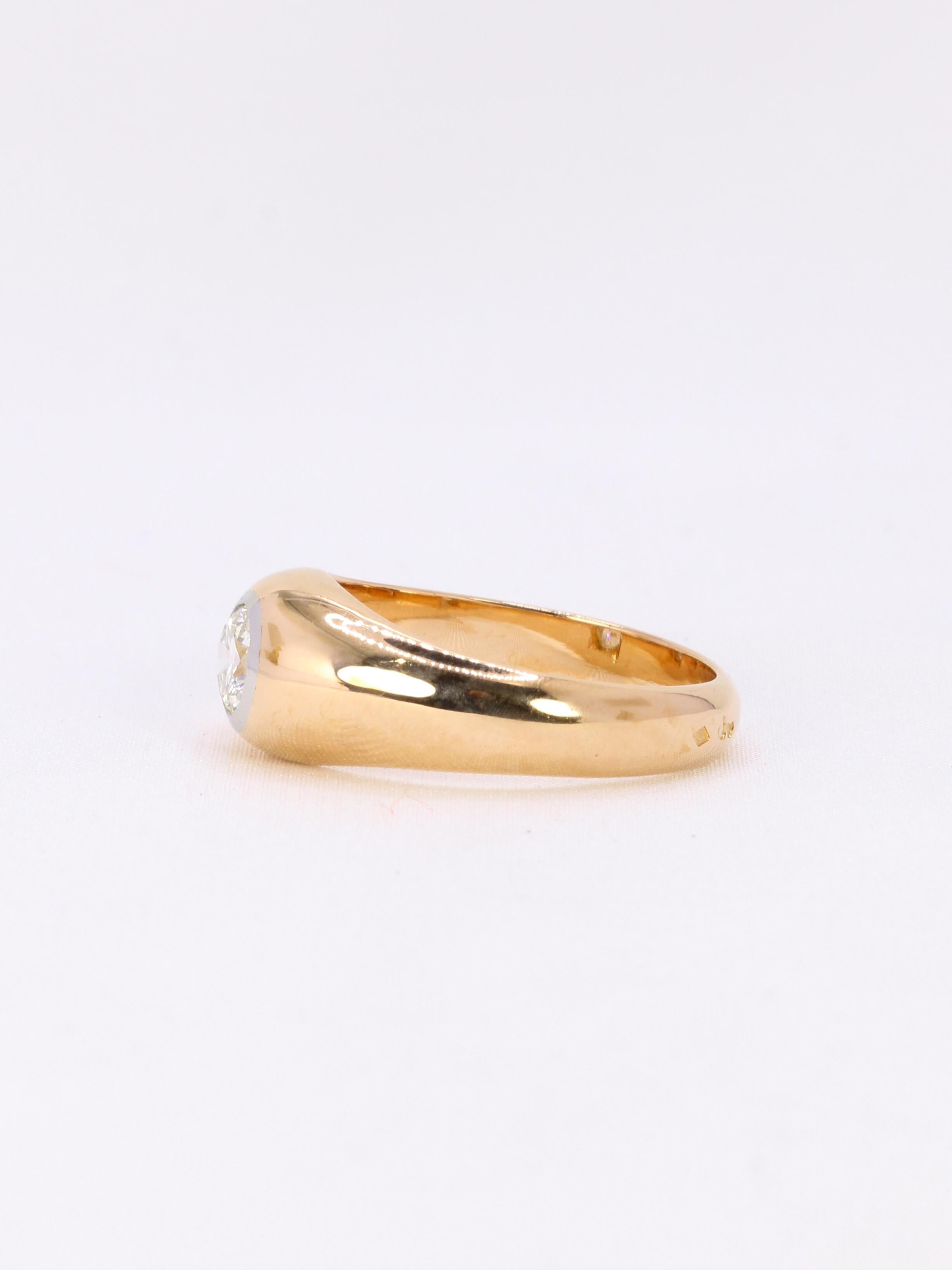 Bague jonc vintage or jaune diamant