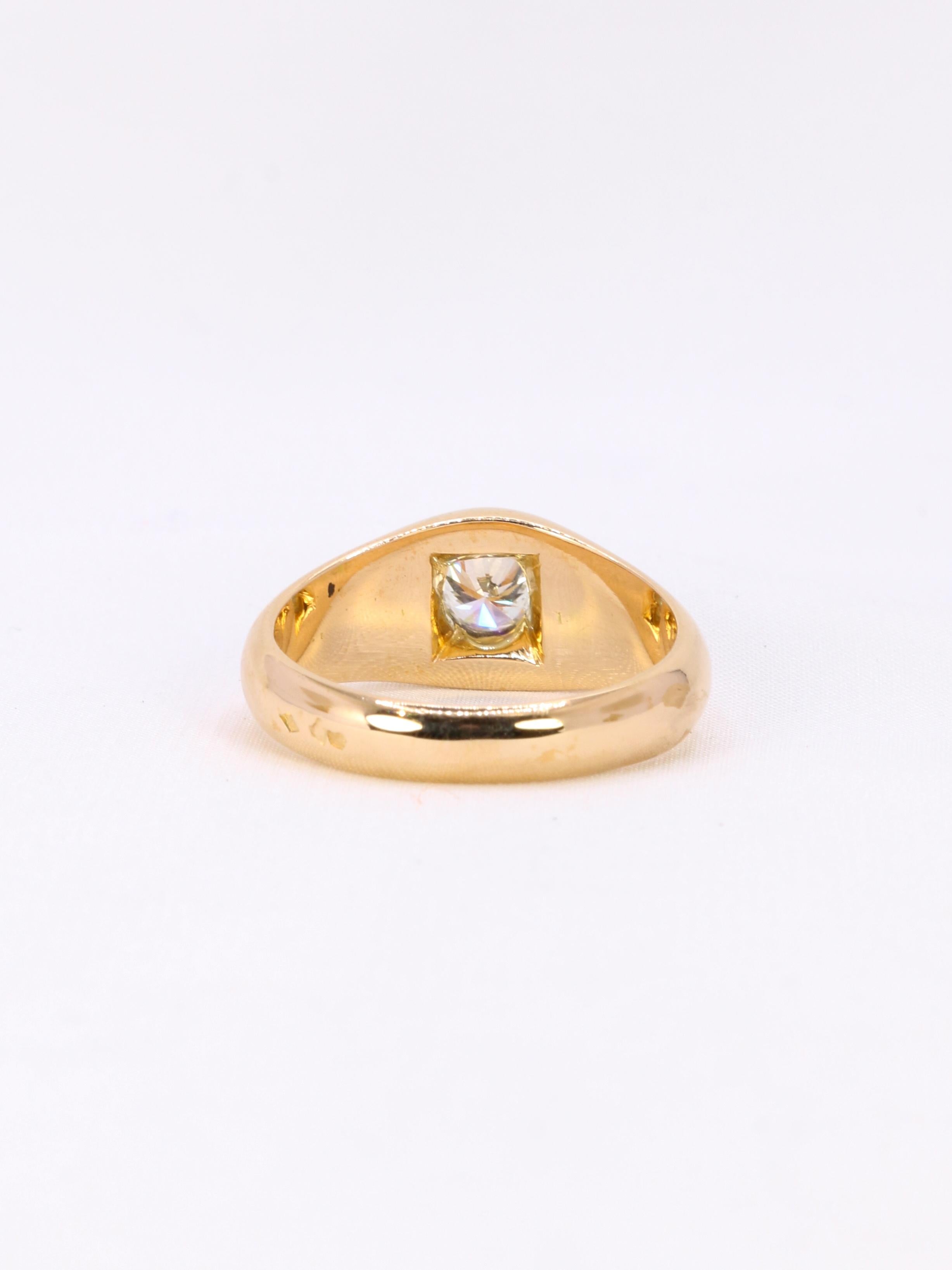 Bague jonc vintage or jaune diamant