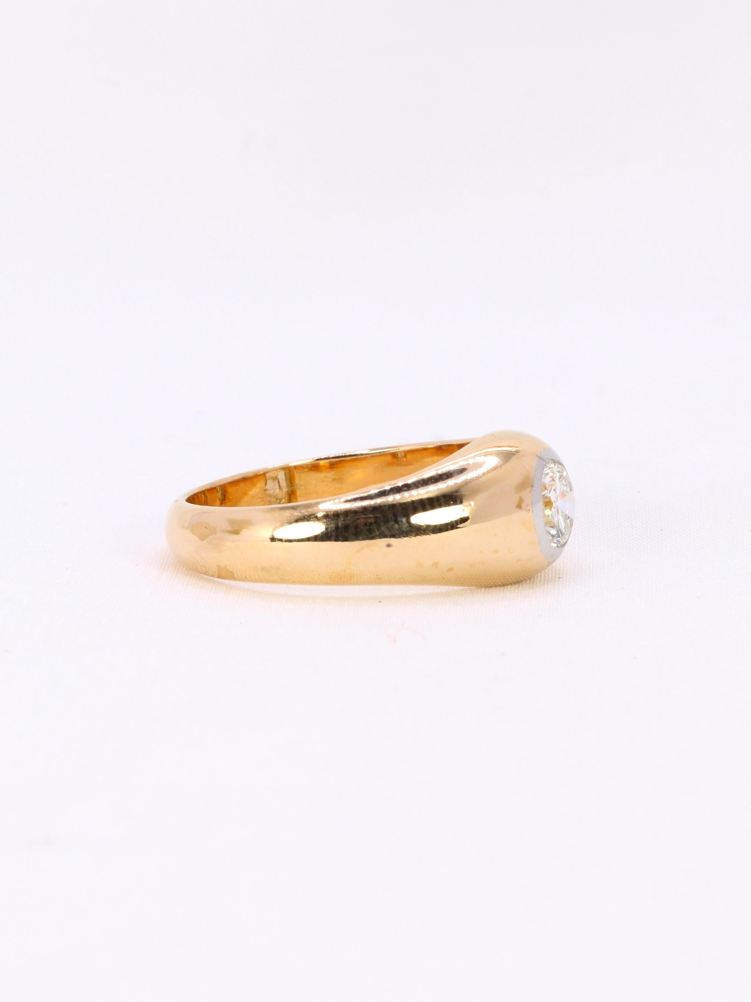 Bague jonc vintage or jaune diamant