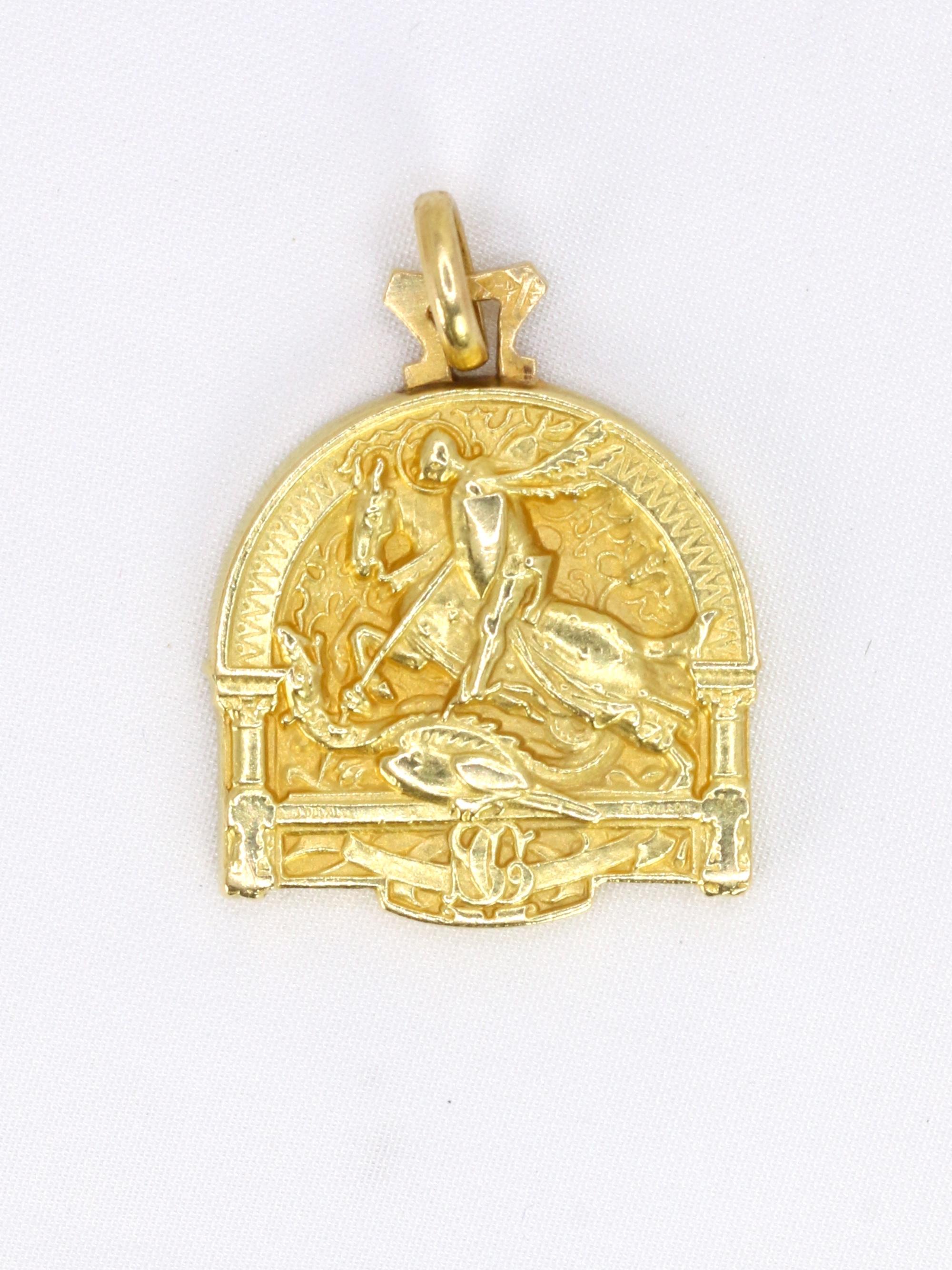 Médaille Saint-Georges terrassant le dragon or jaune