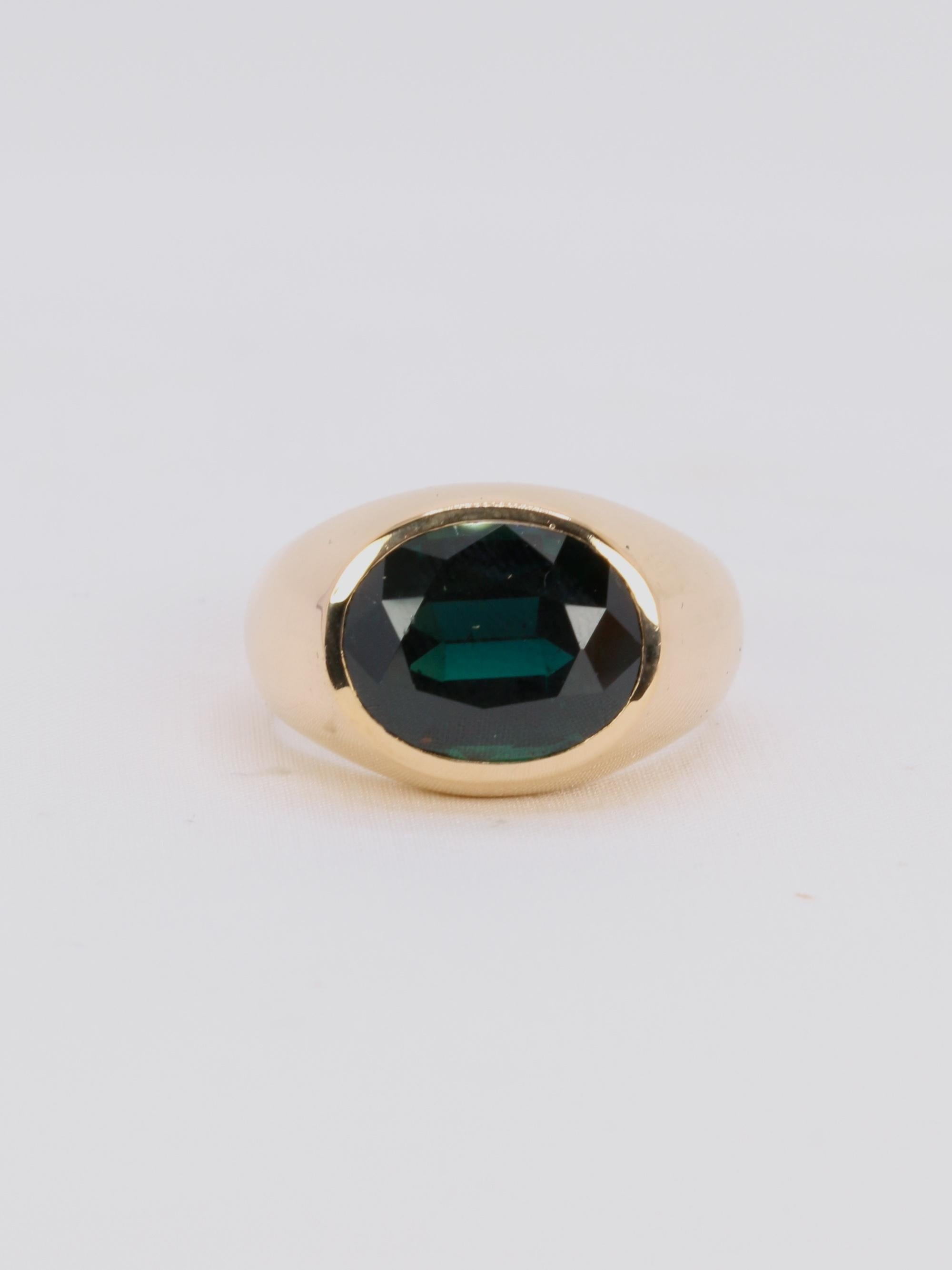 Bague cocktail or jaune saphir ovale