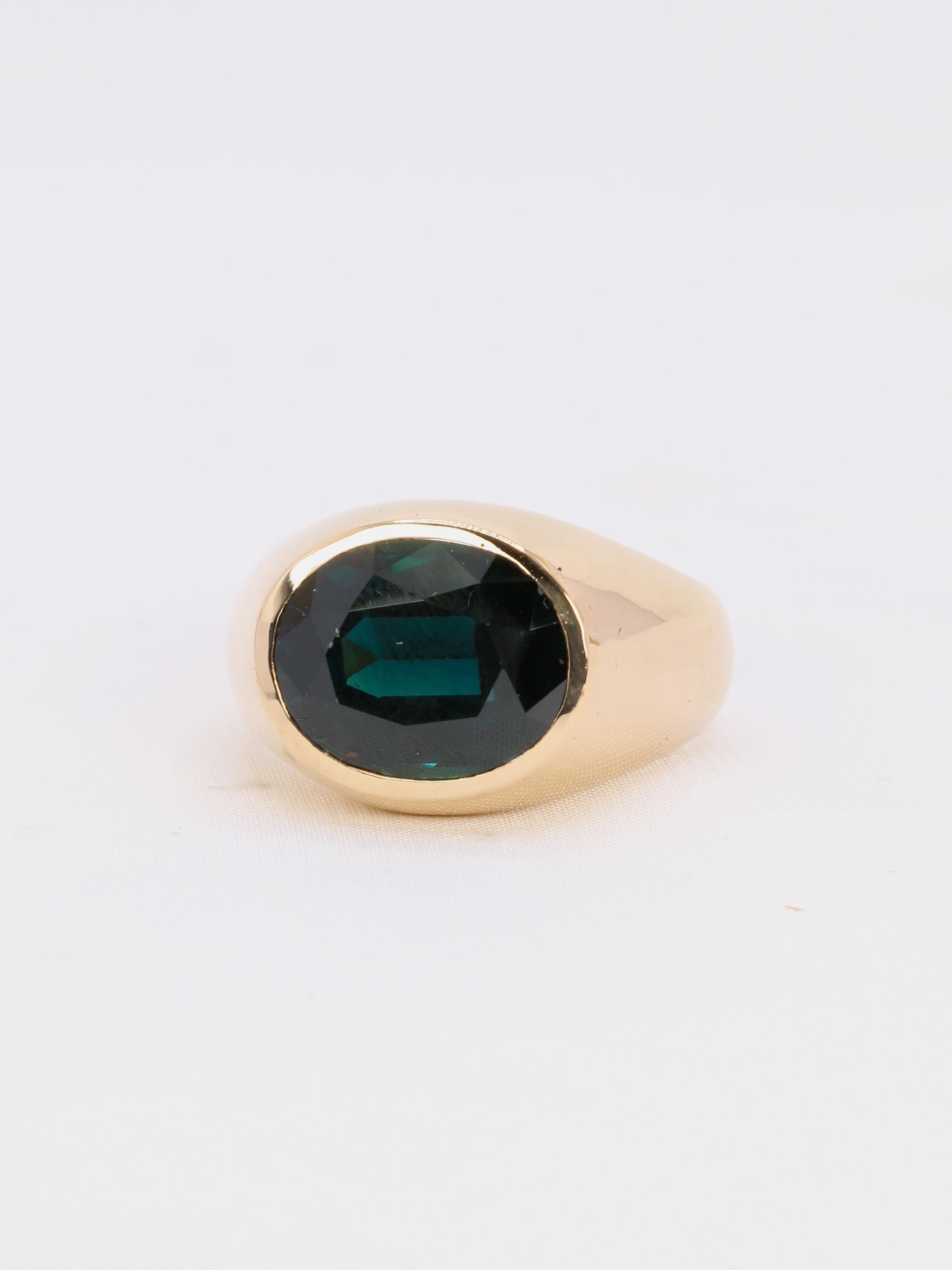 Bague cocktail or jaune saphir ovale