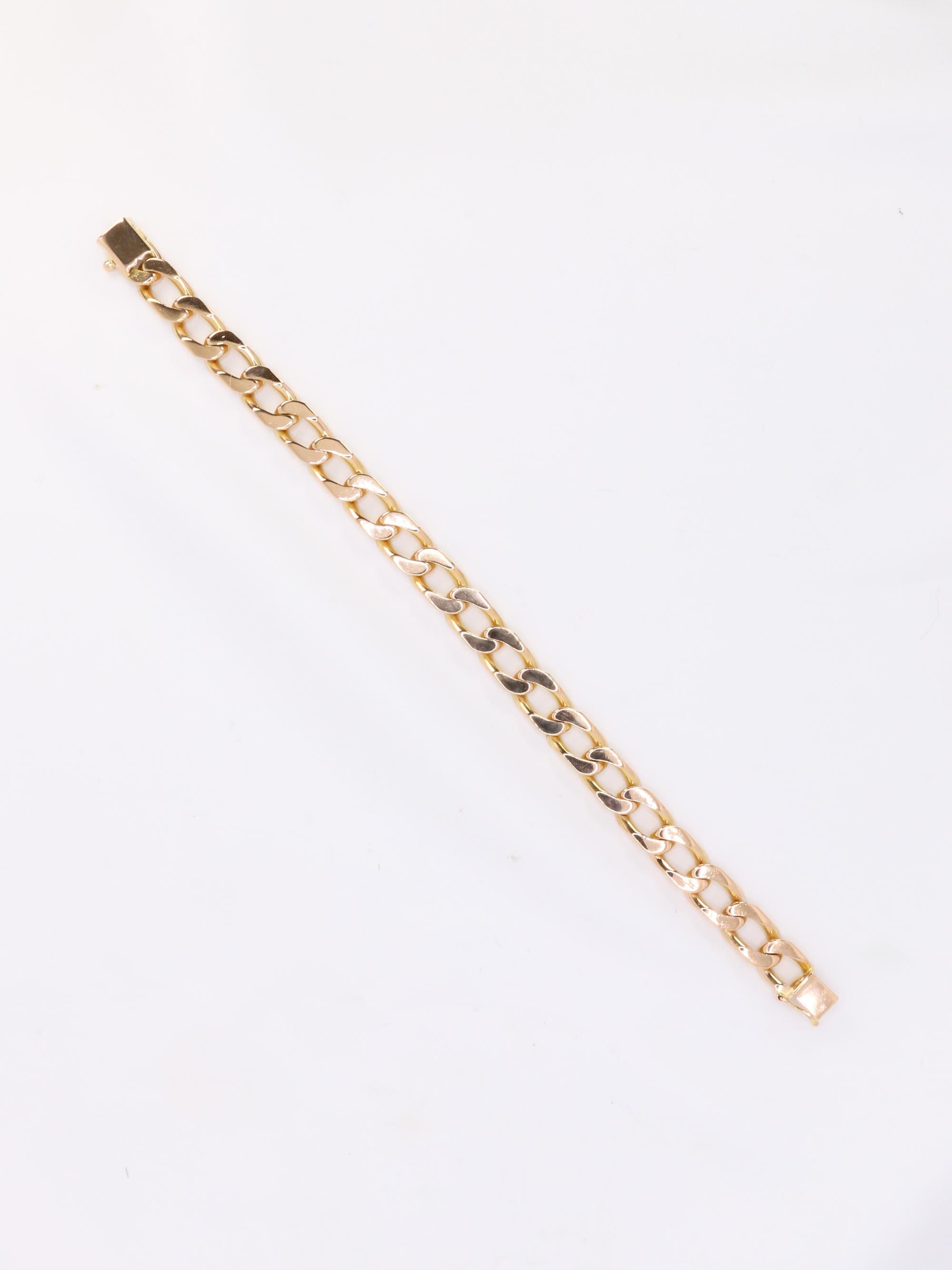 Bracelet vintage maille gourmette plate or jaune