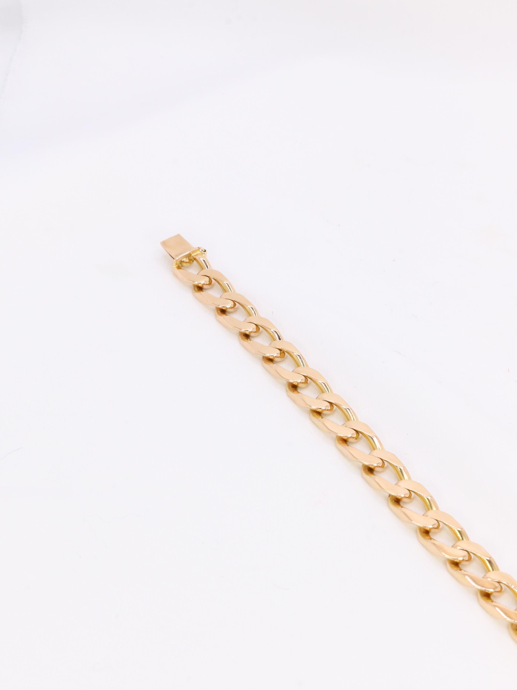 Bracelet vintage maille gourmette plate or jaune