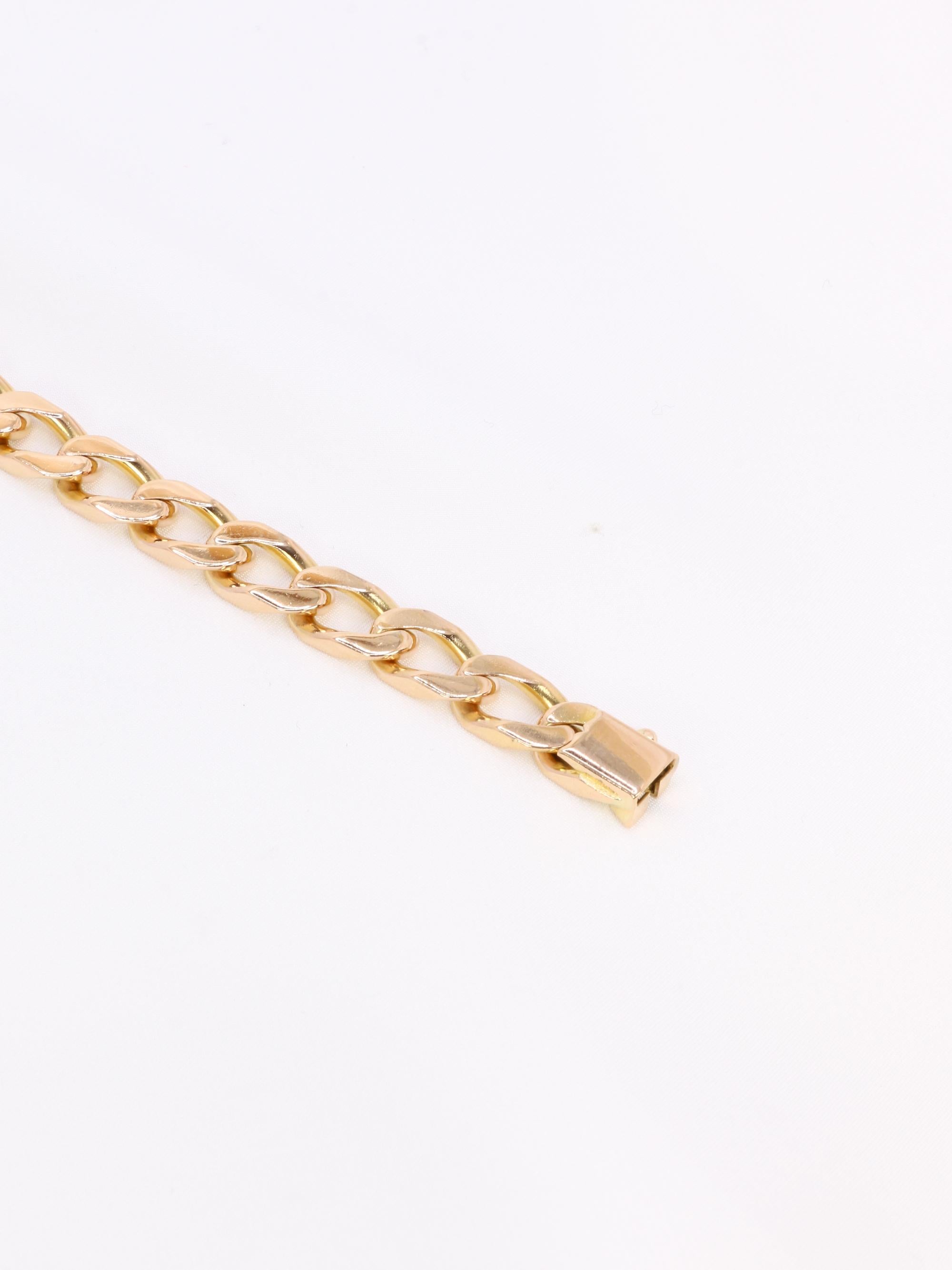 Bracelet vintage maille gourmette plate or jaune