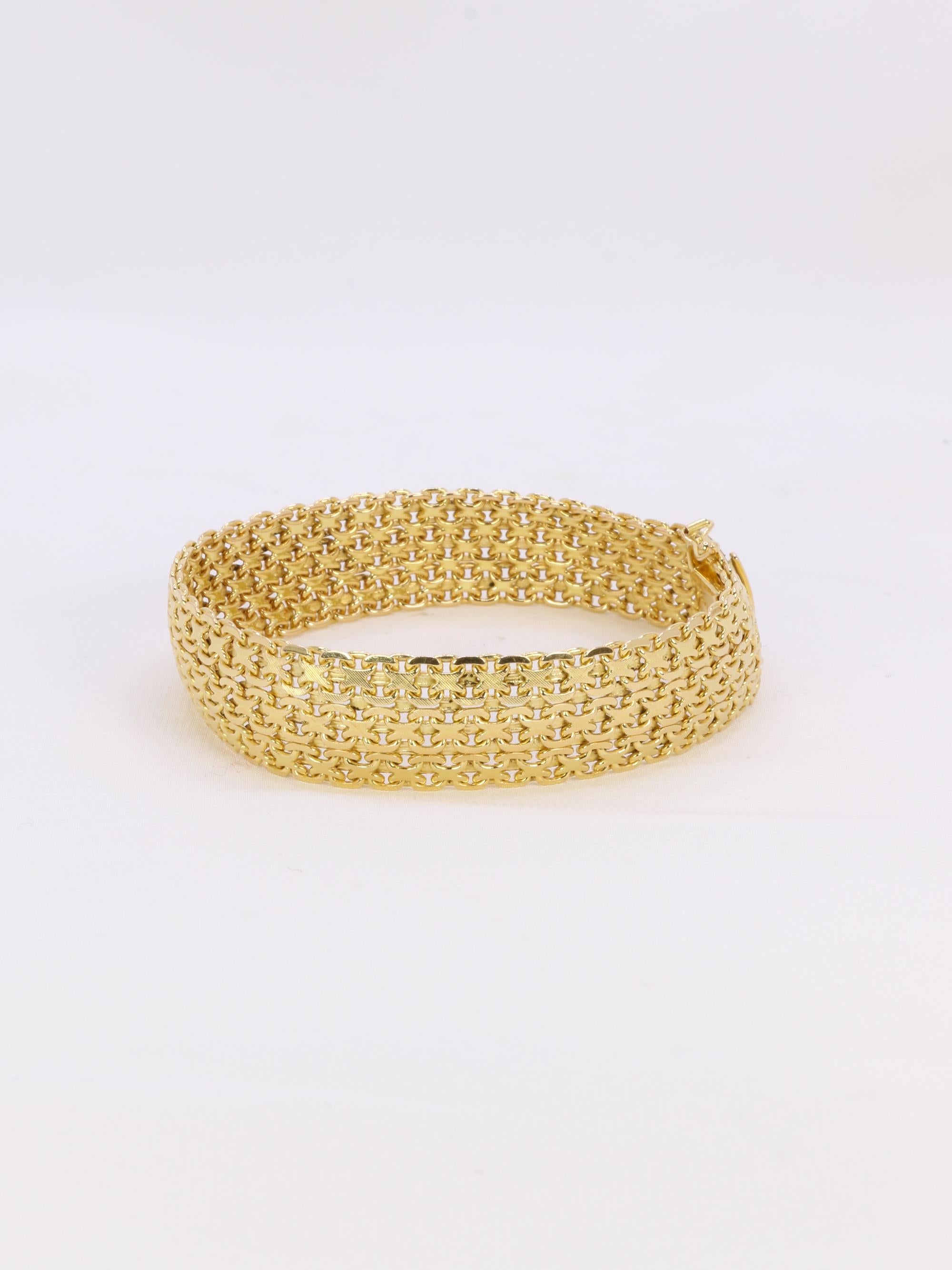 Bracelet vintage maille milanaise or jaune