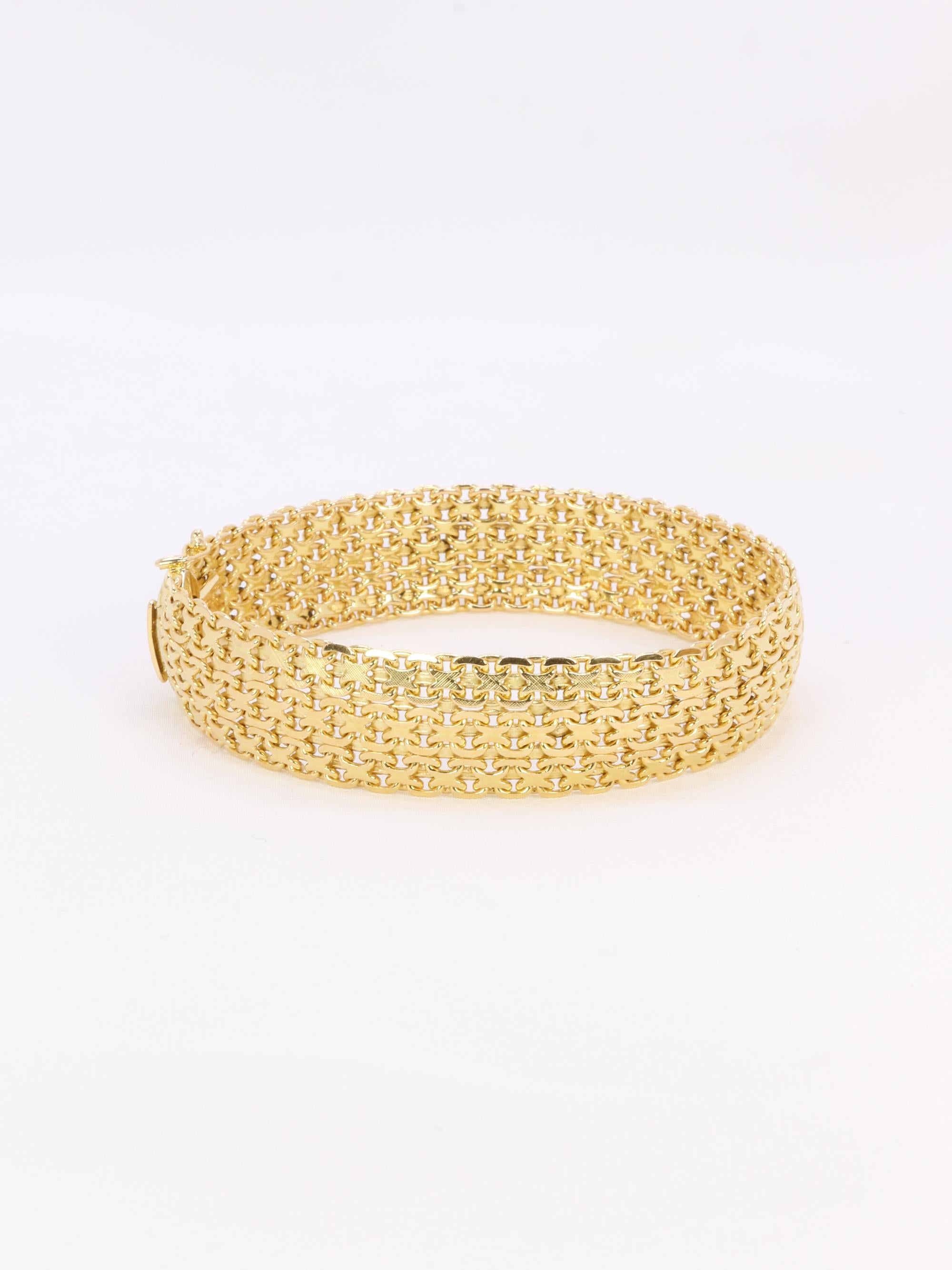 Bracelet vintage maille milanaise or jaune