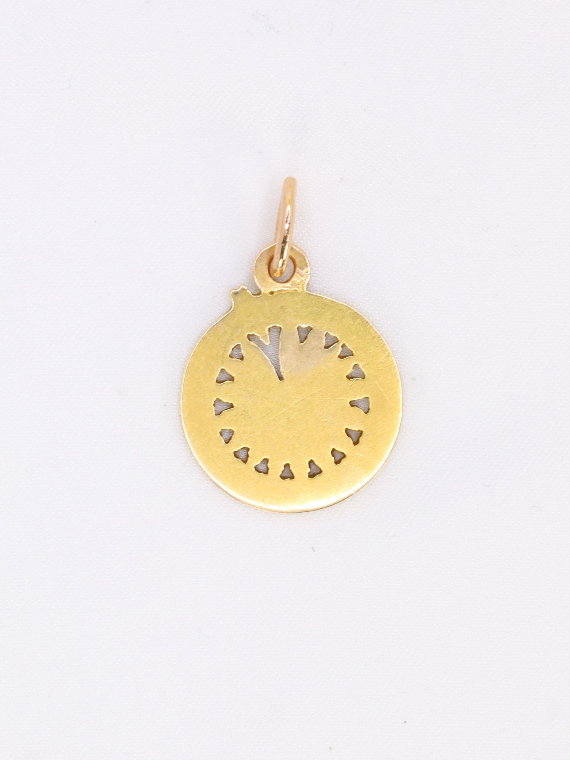 Medaille vintage Je t’aime or jaune émail