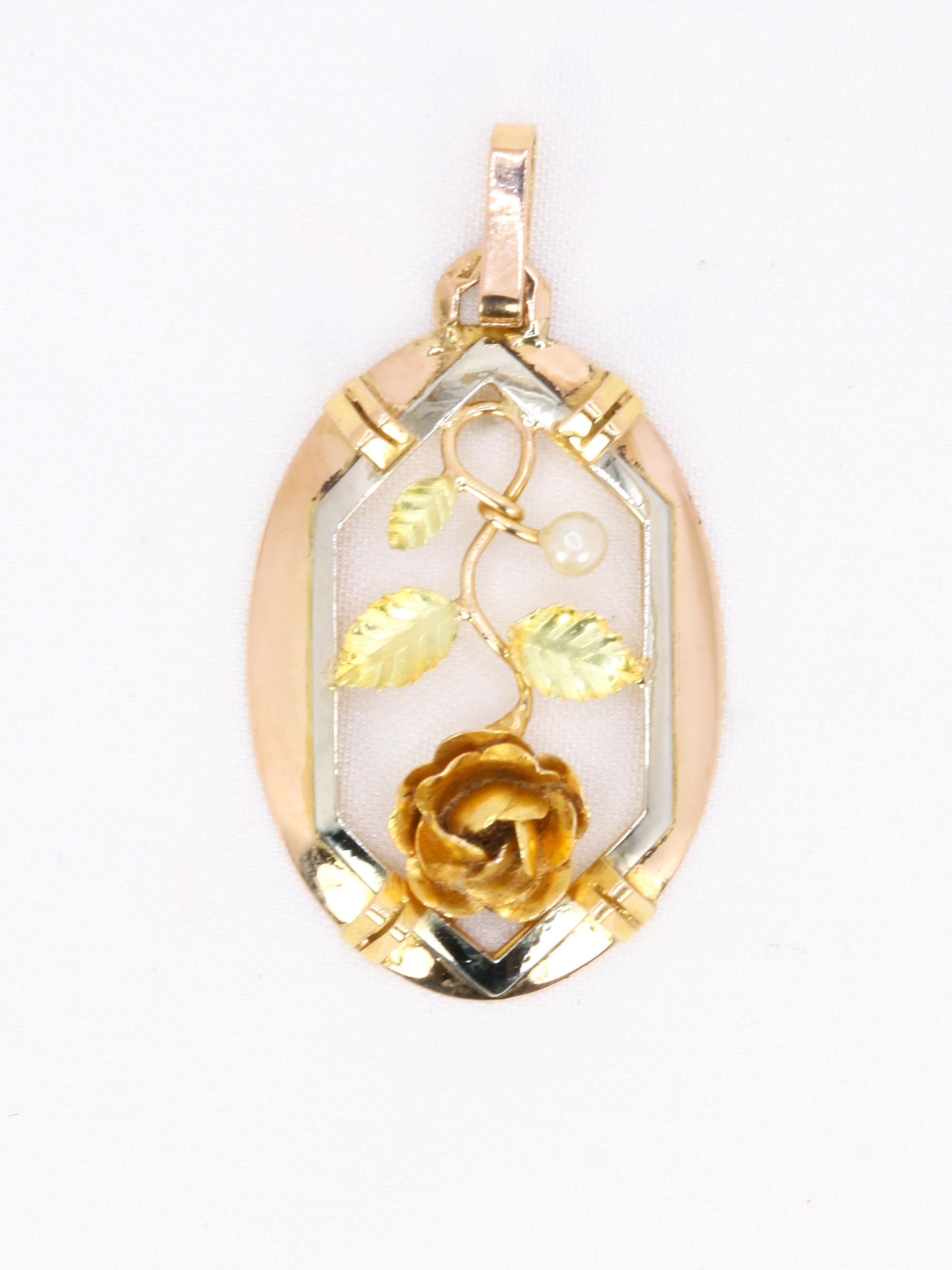 Pendentif Art Nouveau or perle