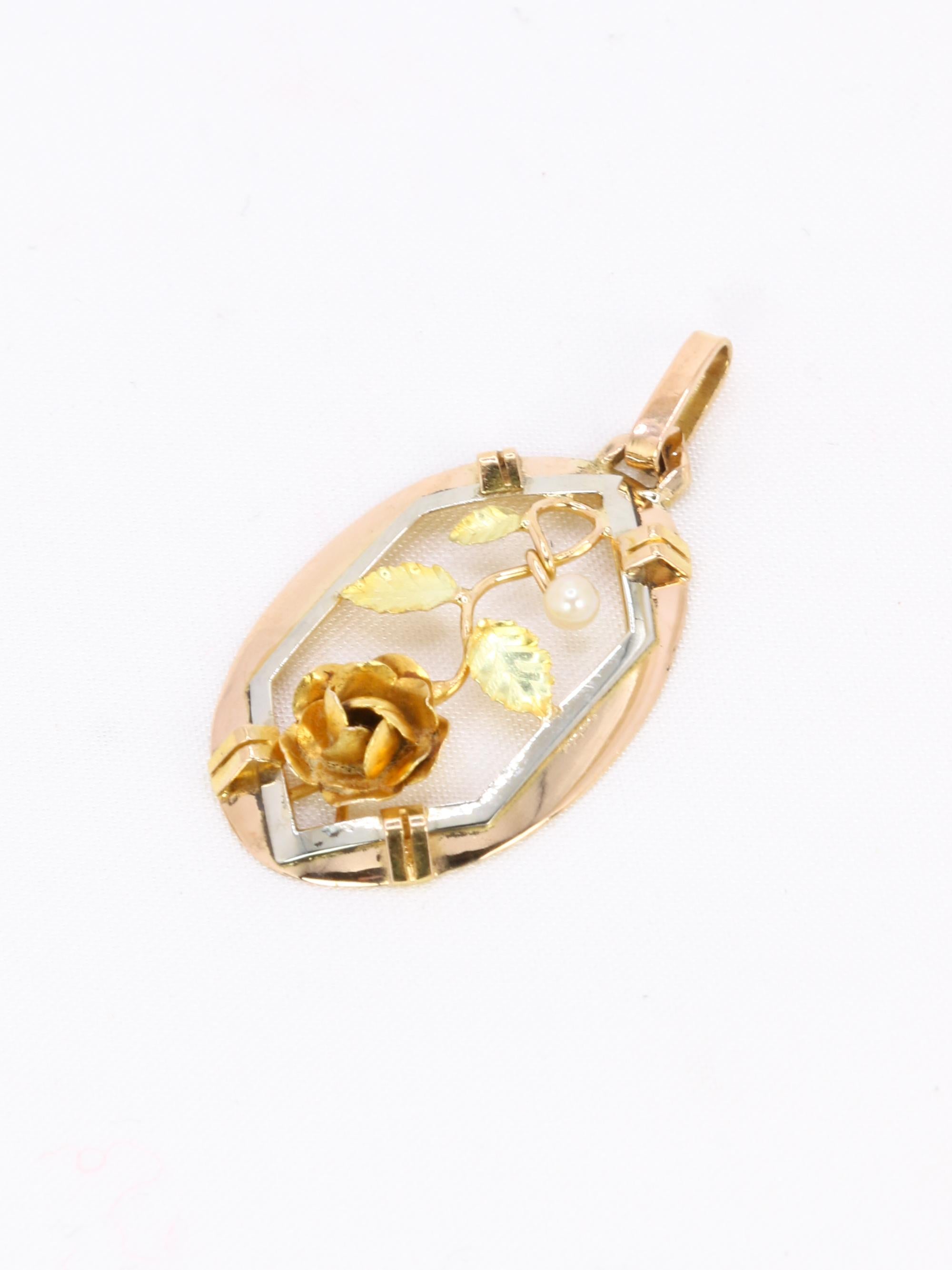 Pendentif Art Nouveau or perle