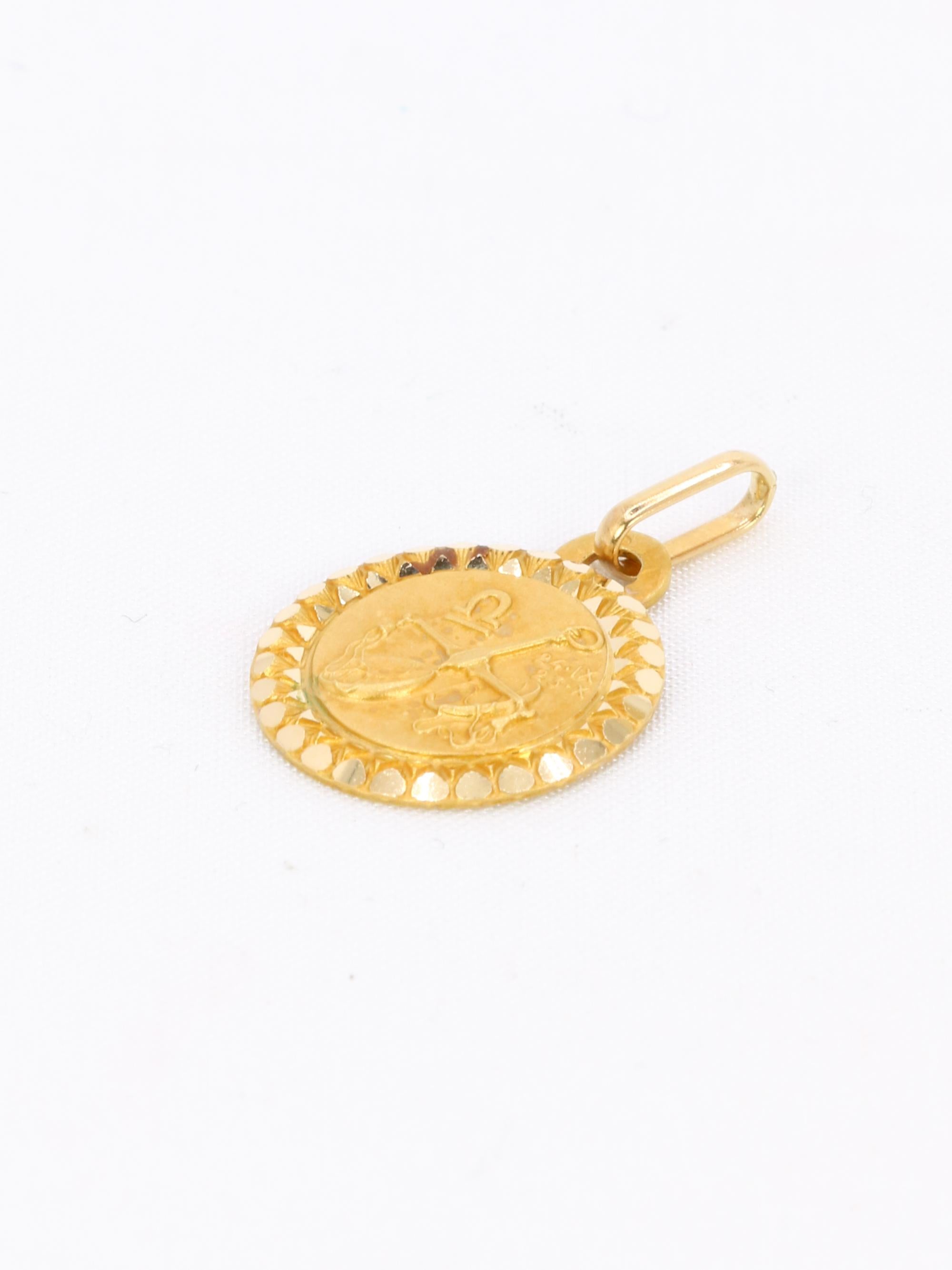 PERROUD Pendentif vintage signe du zodiaque Balance or jaune
