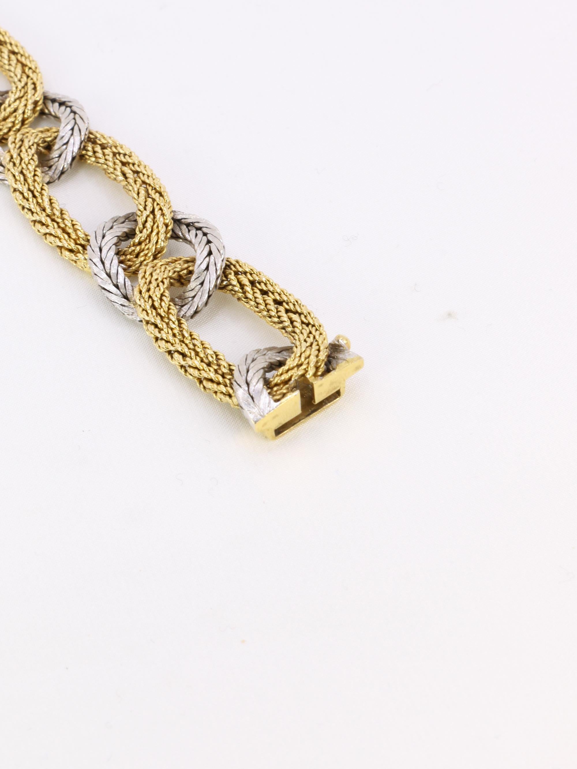 KUTCHINSKY Bracelet vintage maille tressee 2 ors