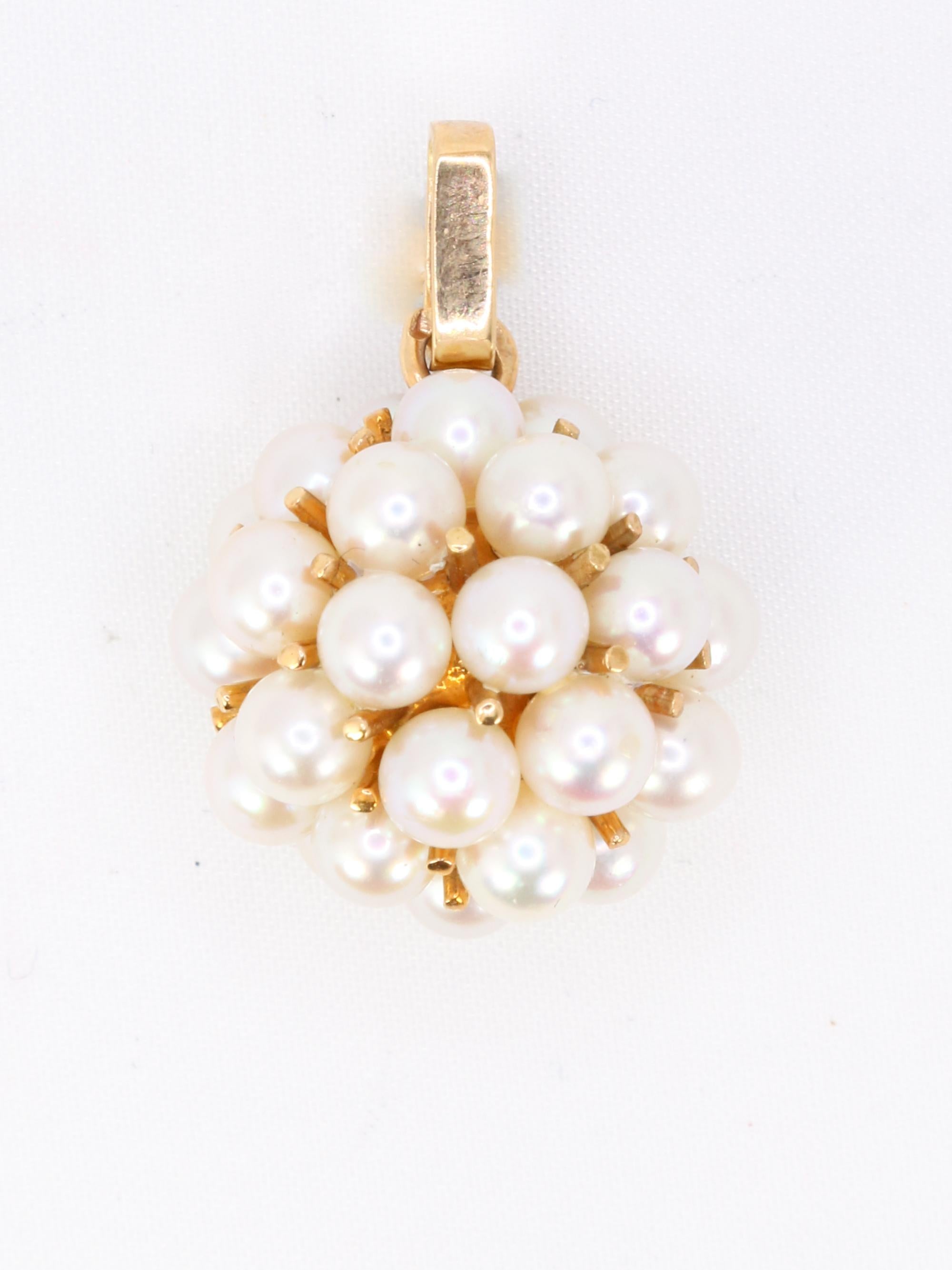 Pendentif vintage boule de perles or jaune