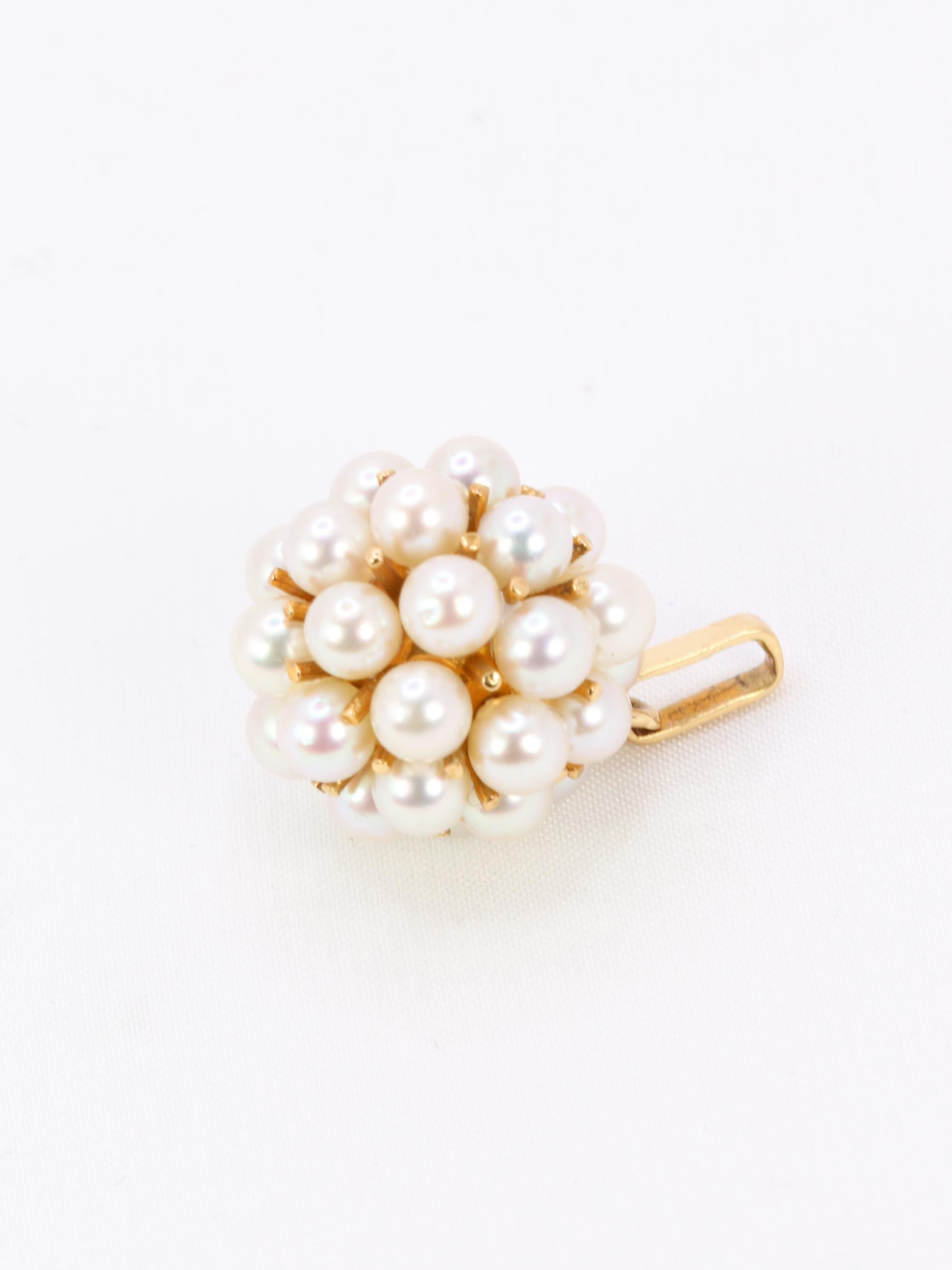 Pendentif vintage boule de perles or jaune