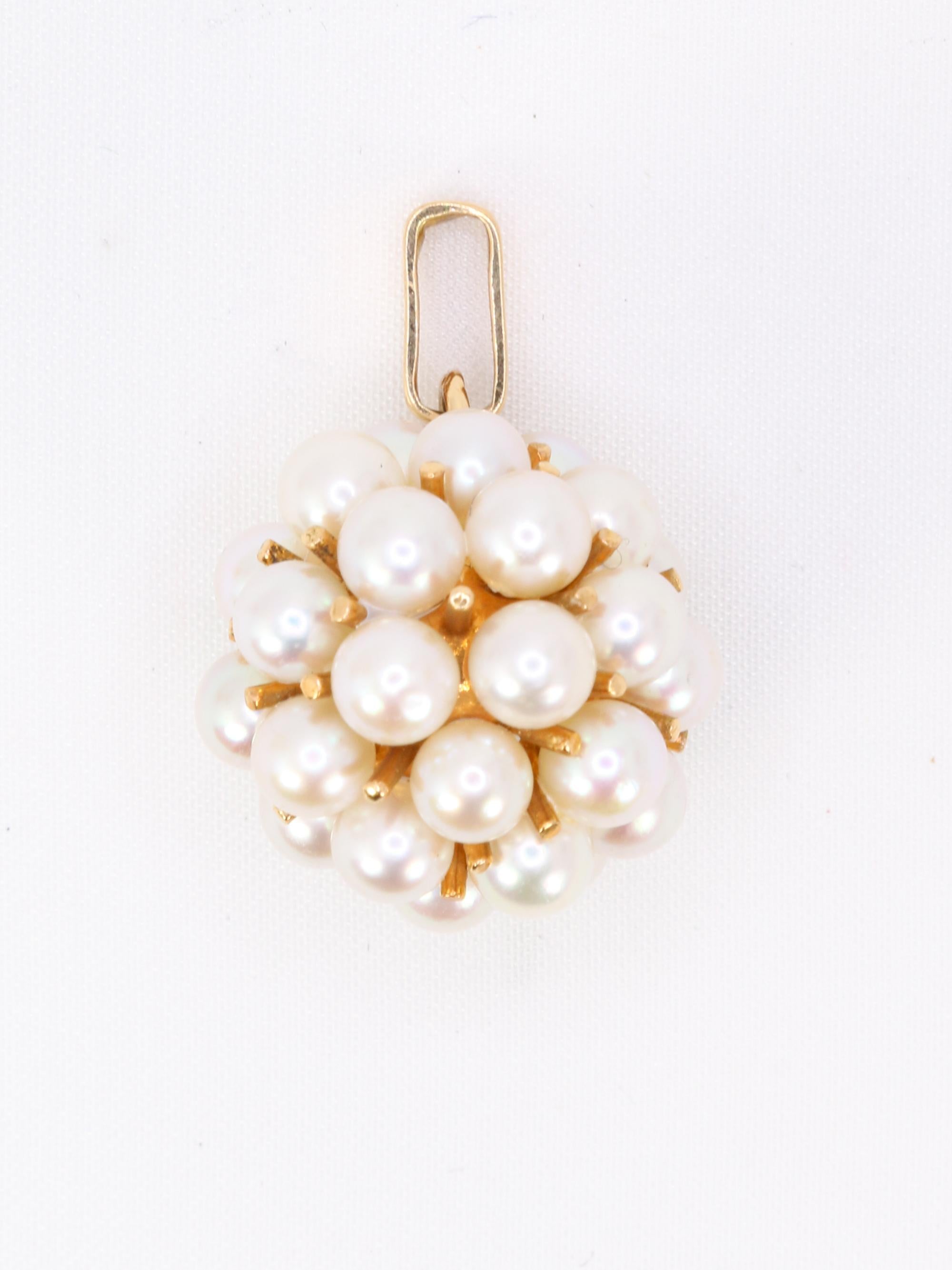 Pendentif vintage boule de perles or jaune