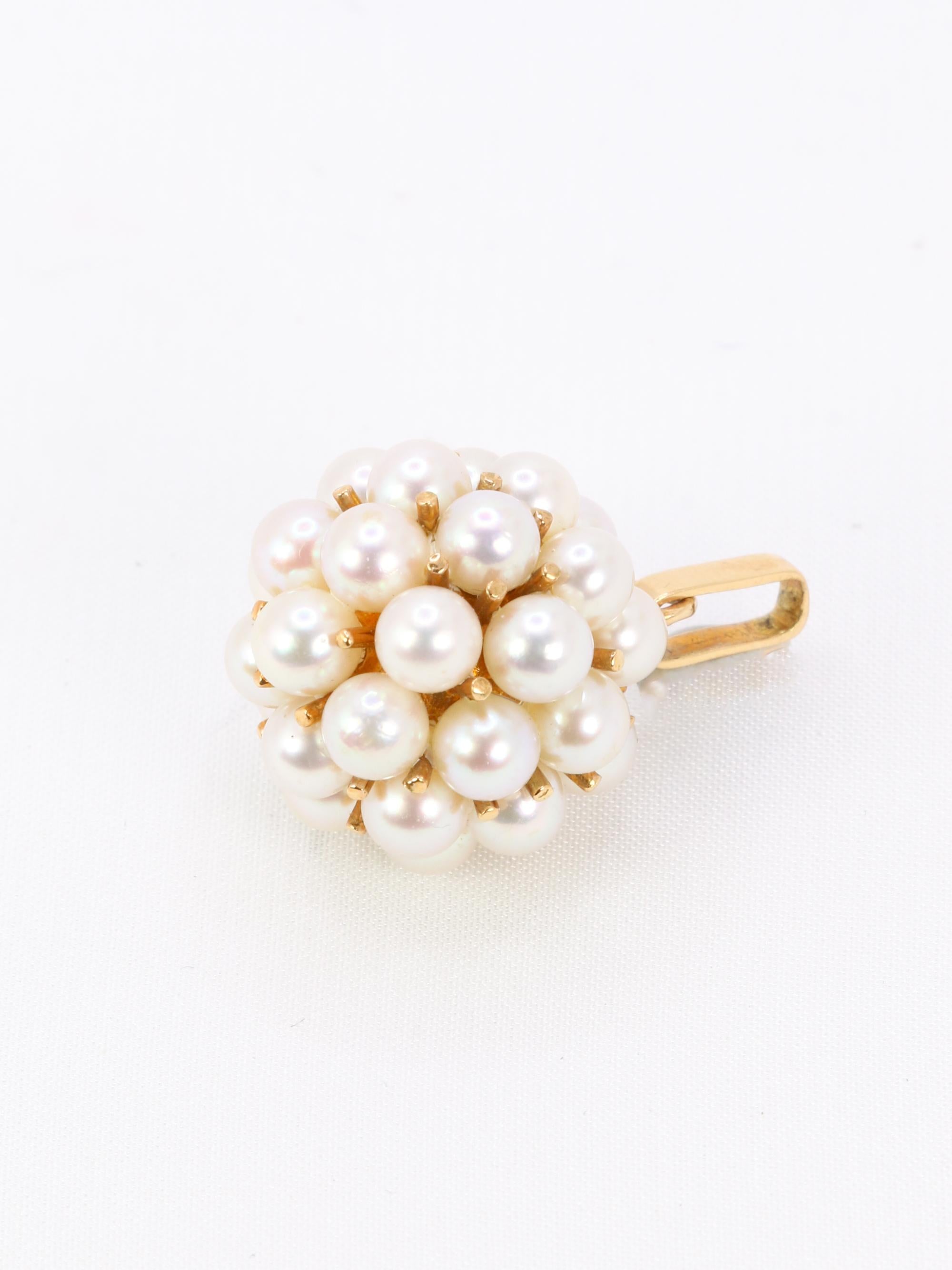 Pendentif vintage boule de perles or jaune