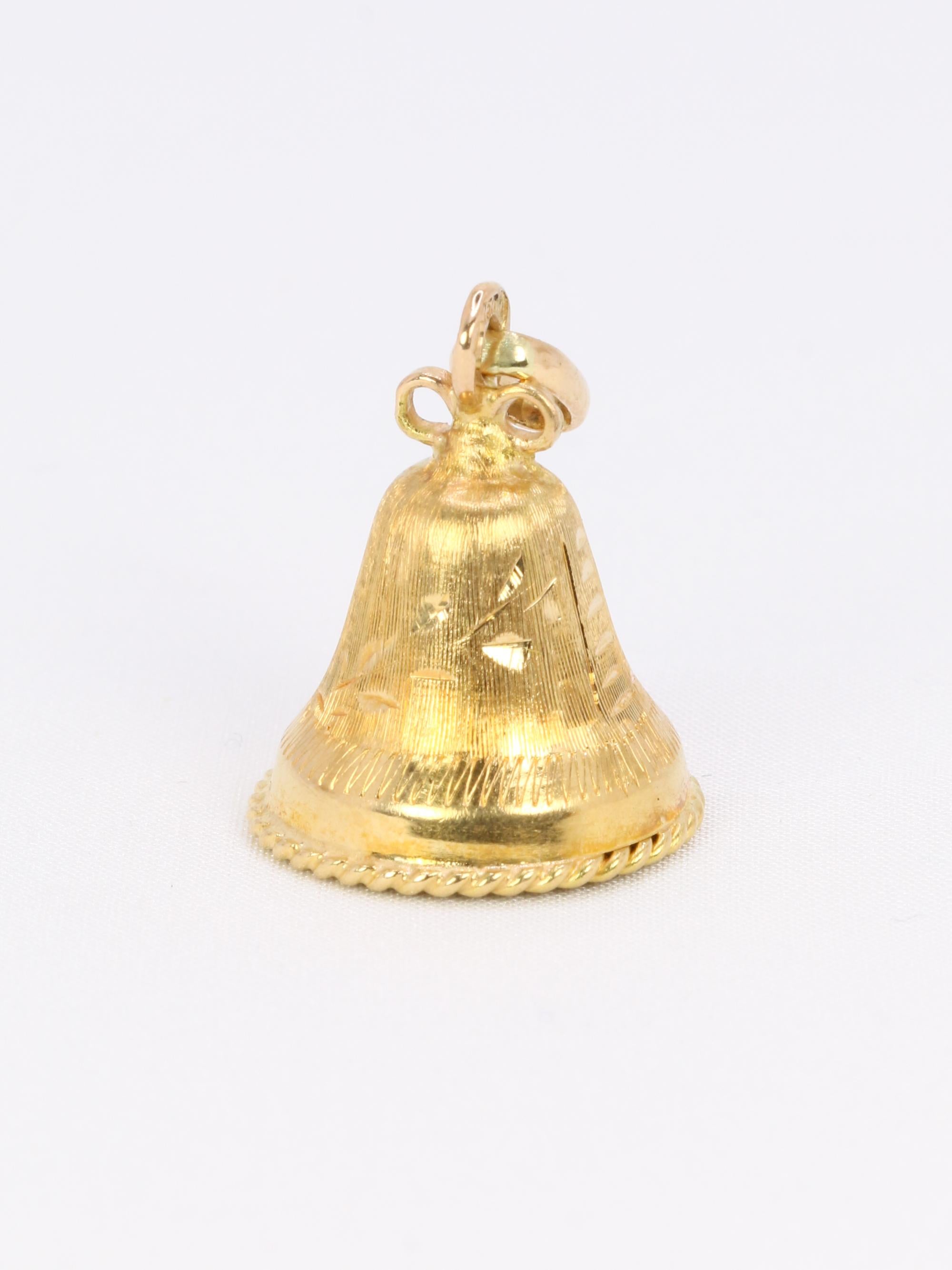 Pendentif charms vintage cloche or jaune perle