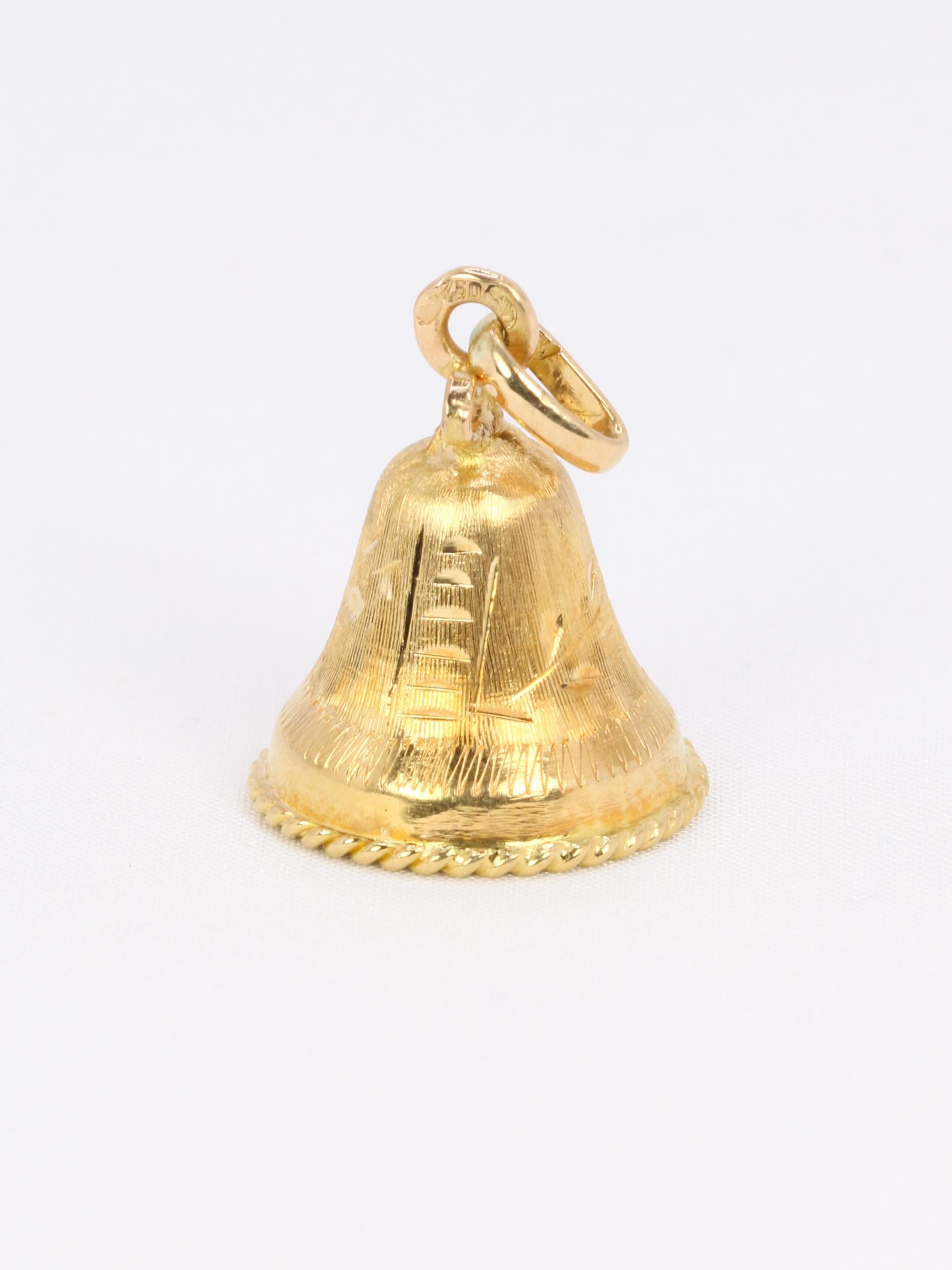 Pendentif charms vintage cloche or jaune perle
