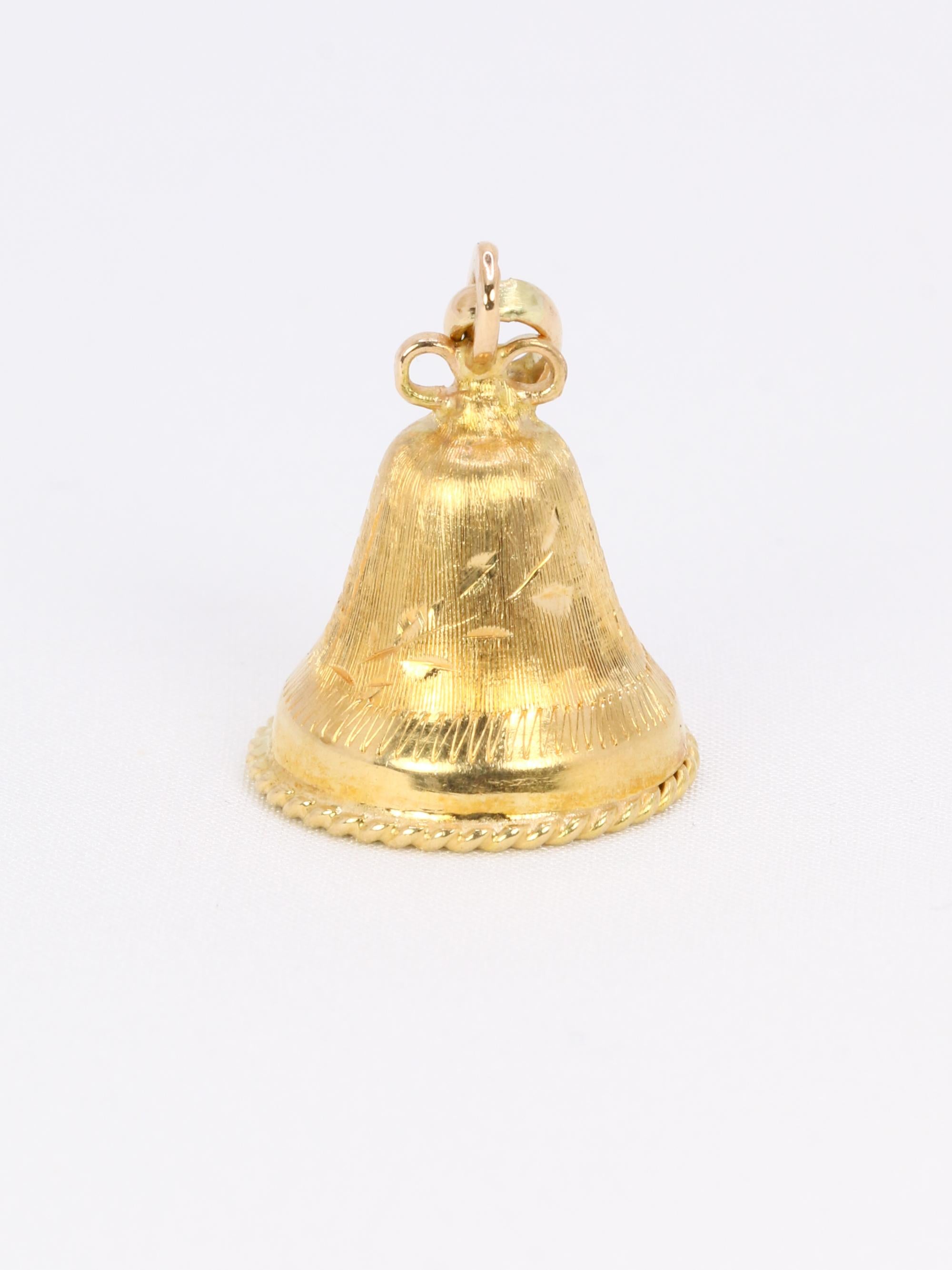 Pendentif charms vintage cloche or jaune perle
