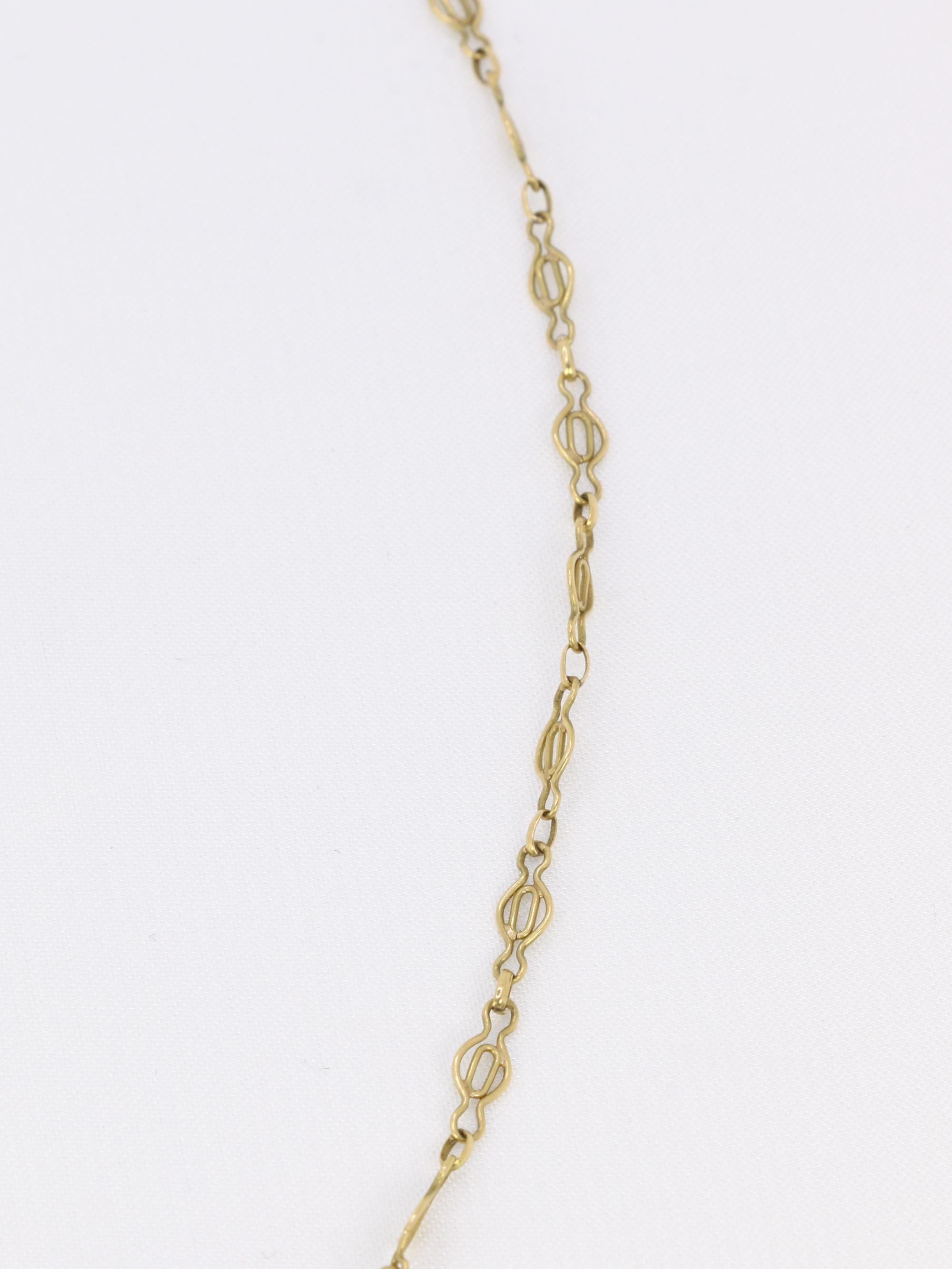 Collier draperie Art Nouveau or jaune filigrane